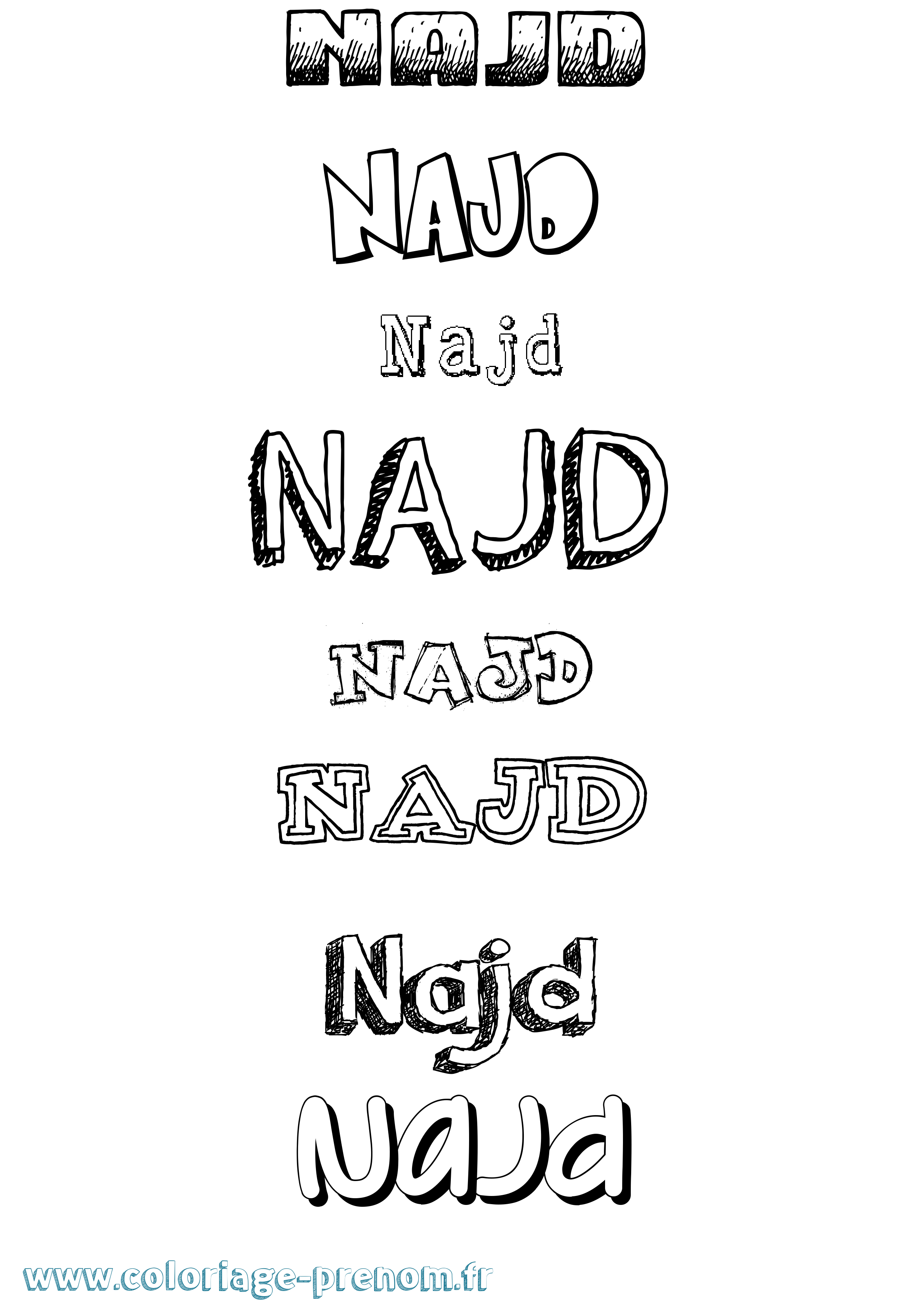 Coloriage Najd Dessiné Coloriage prénom Najd Dessiné