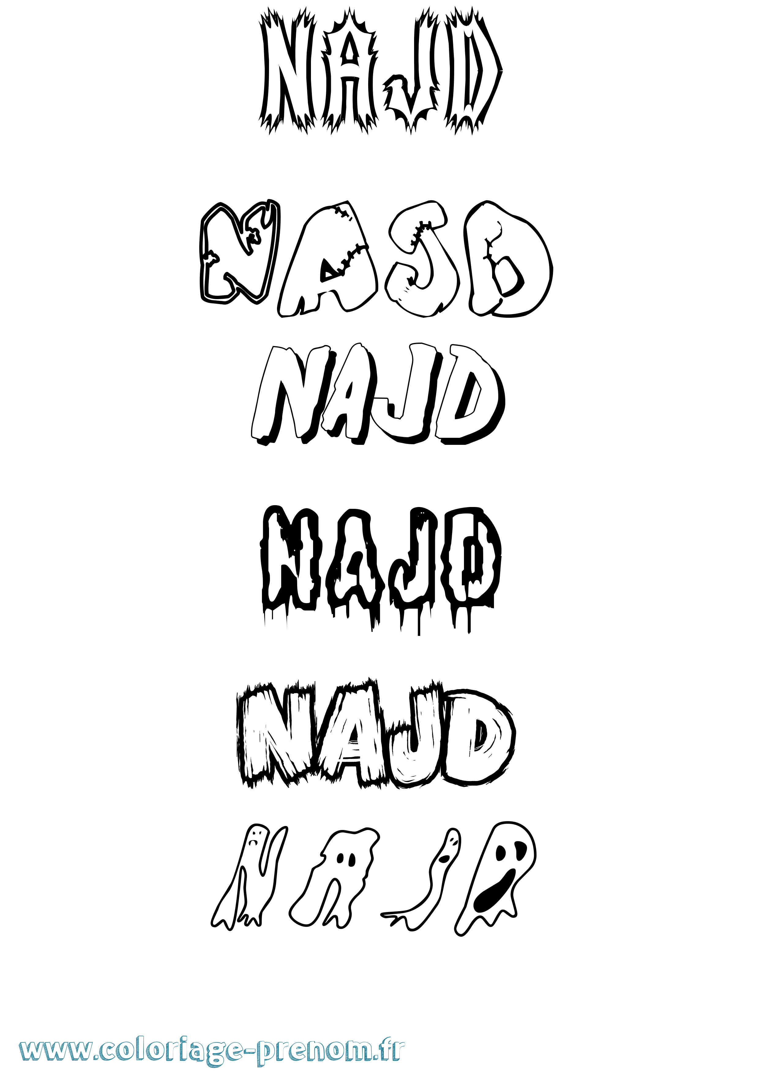 Coloriage Najd Frisson Coloriage prénom Najd Frisson