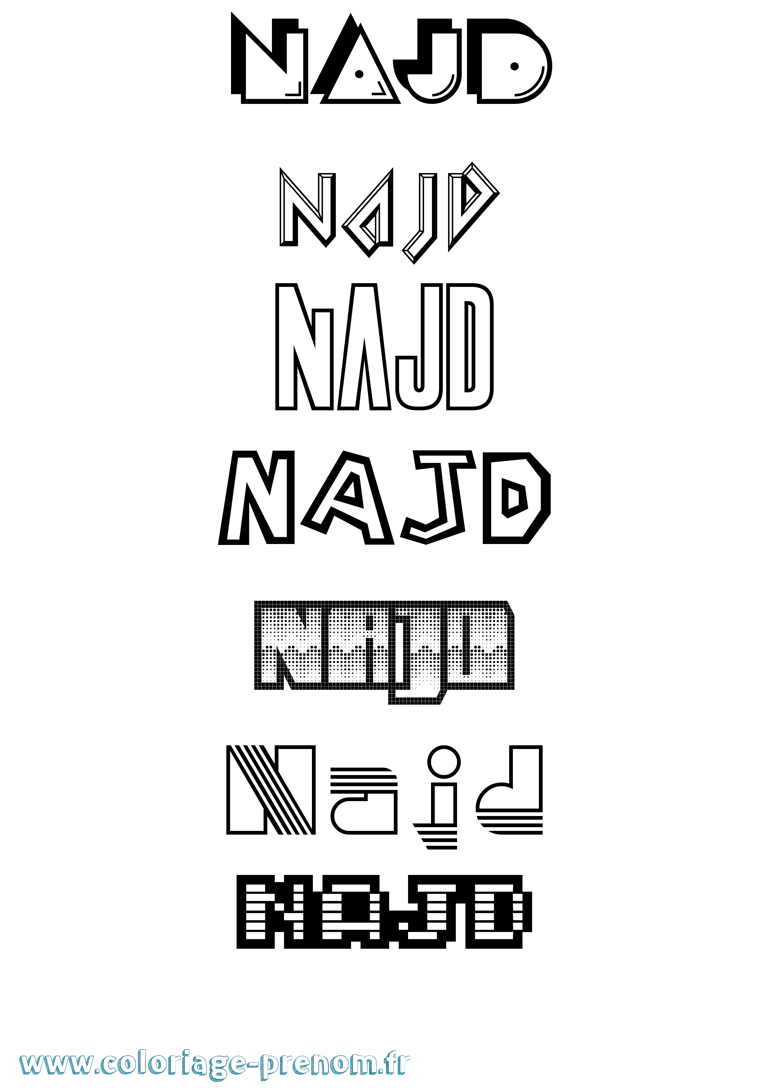 Coloriage Najd Jeux Vidéos Coloriage prénom Najd Jeux Vidéos