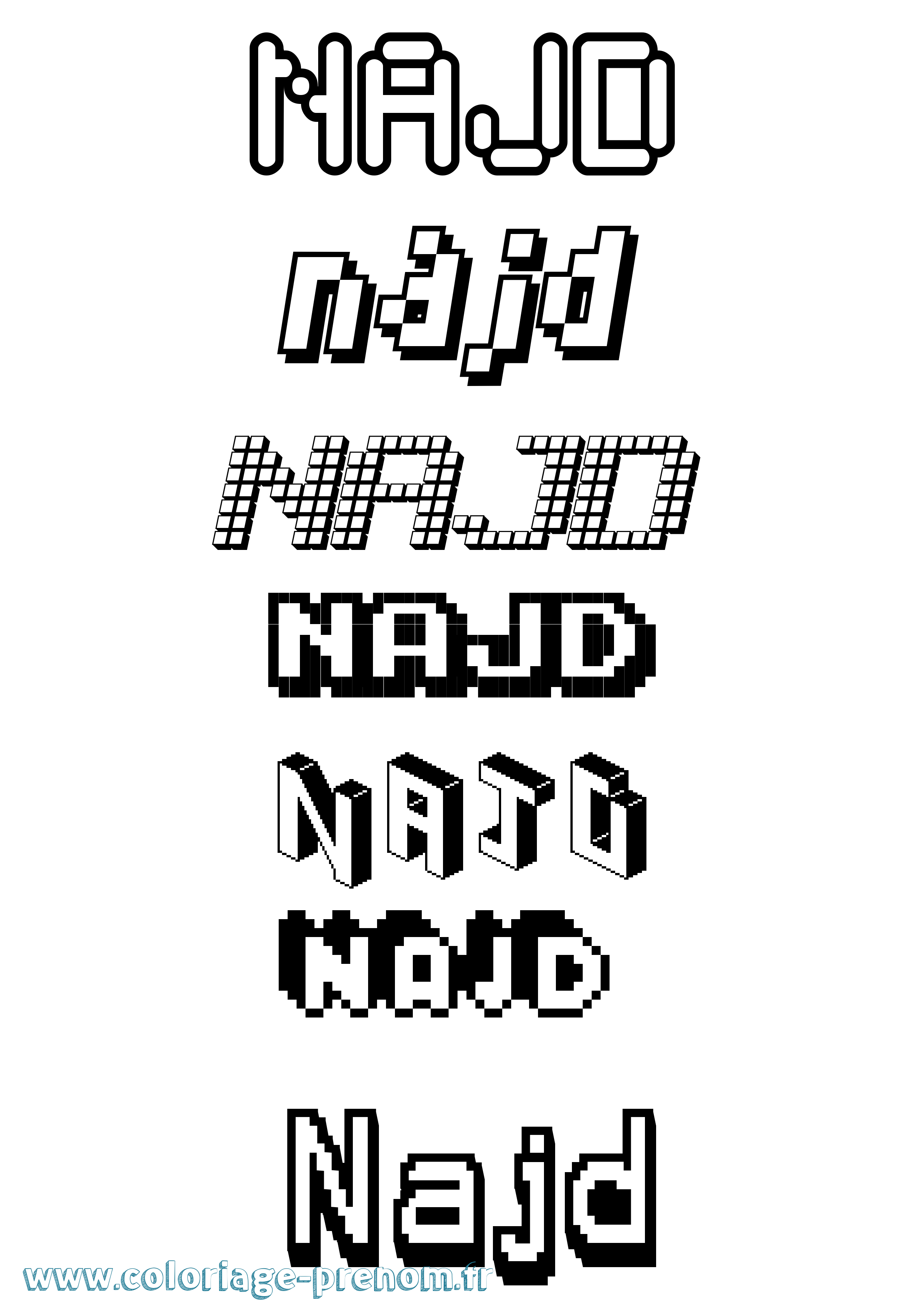 Coloriage Najd Pixel Coloriage prénom Najd Pixel