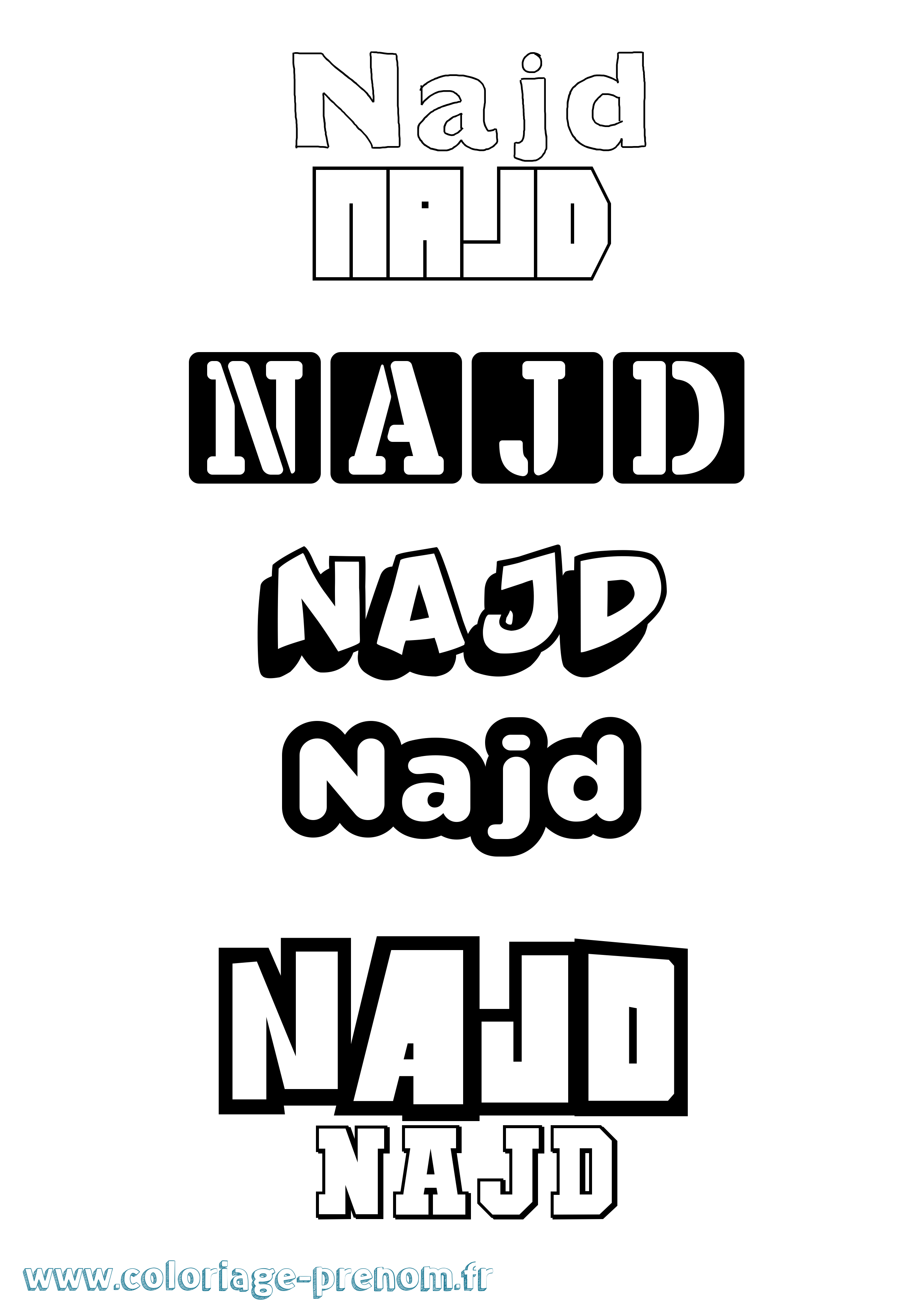 Coloriage Najd Simple Coloriage prénom Najd Simple