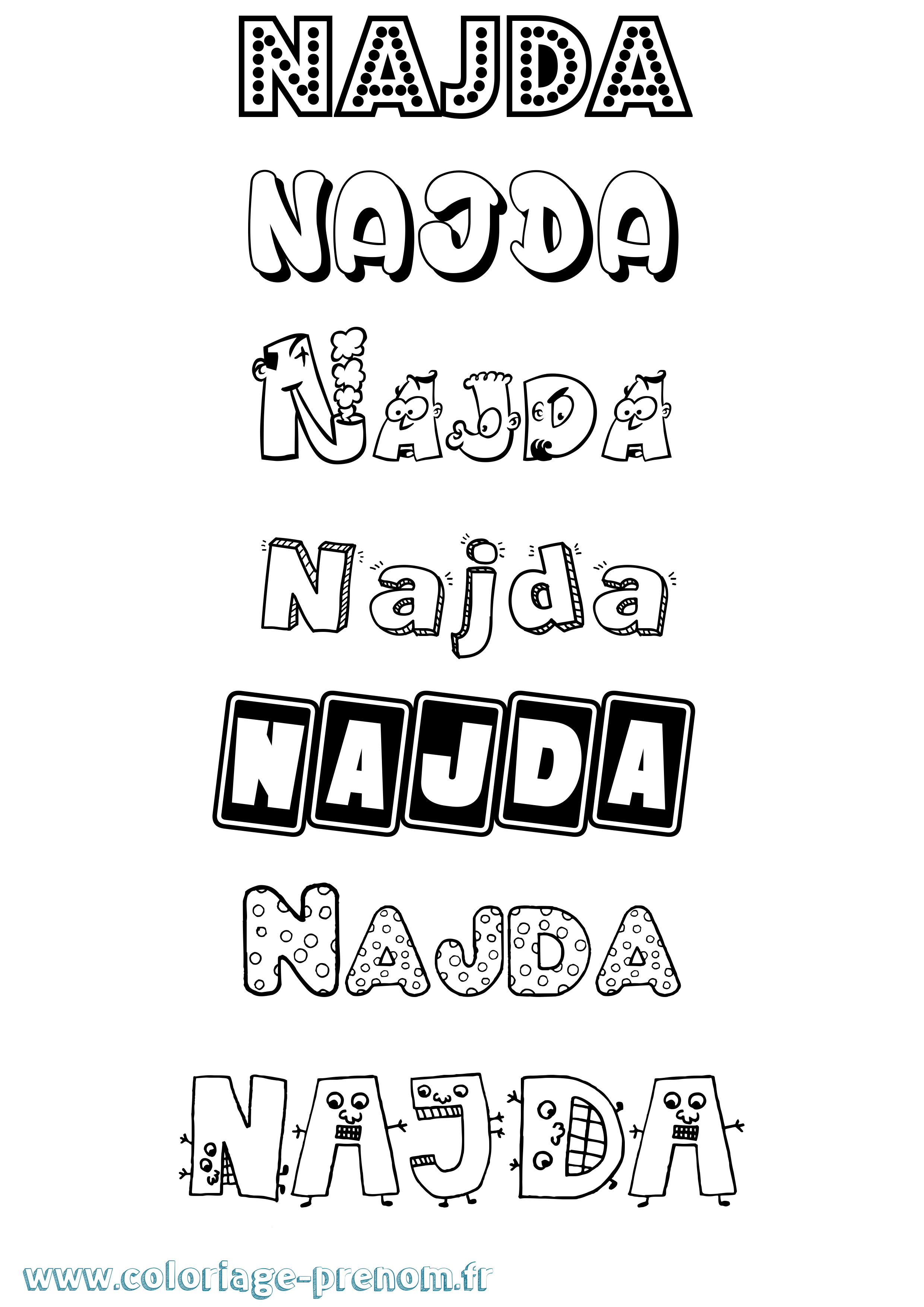 Coloriage Najda Fun Coloriage prénom Najda Fun