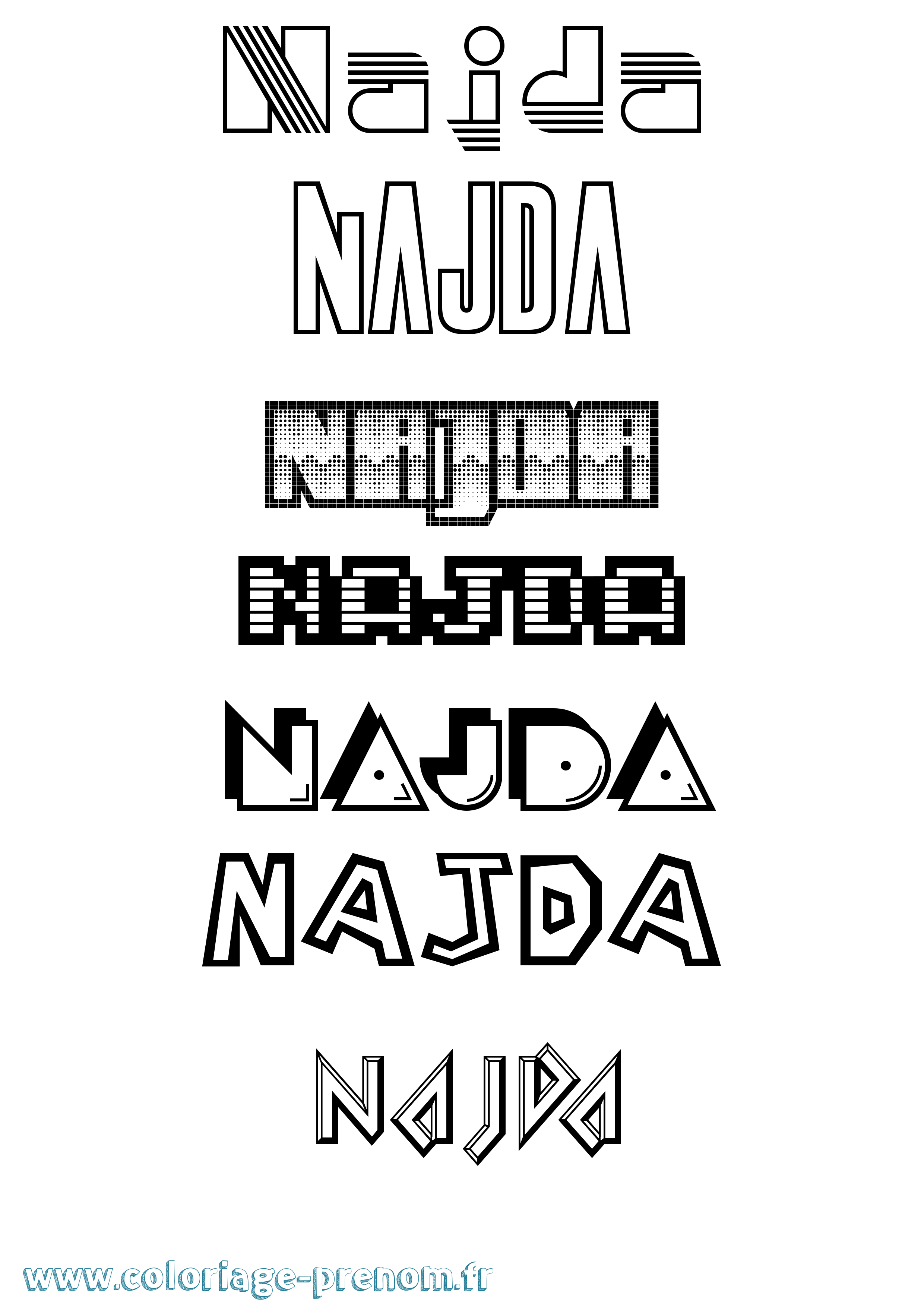 Coloriage Najda Jeux Vidéos Coloriage prénom Najda Jeux Vidéos