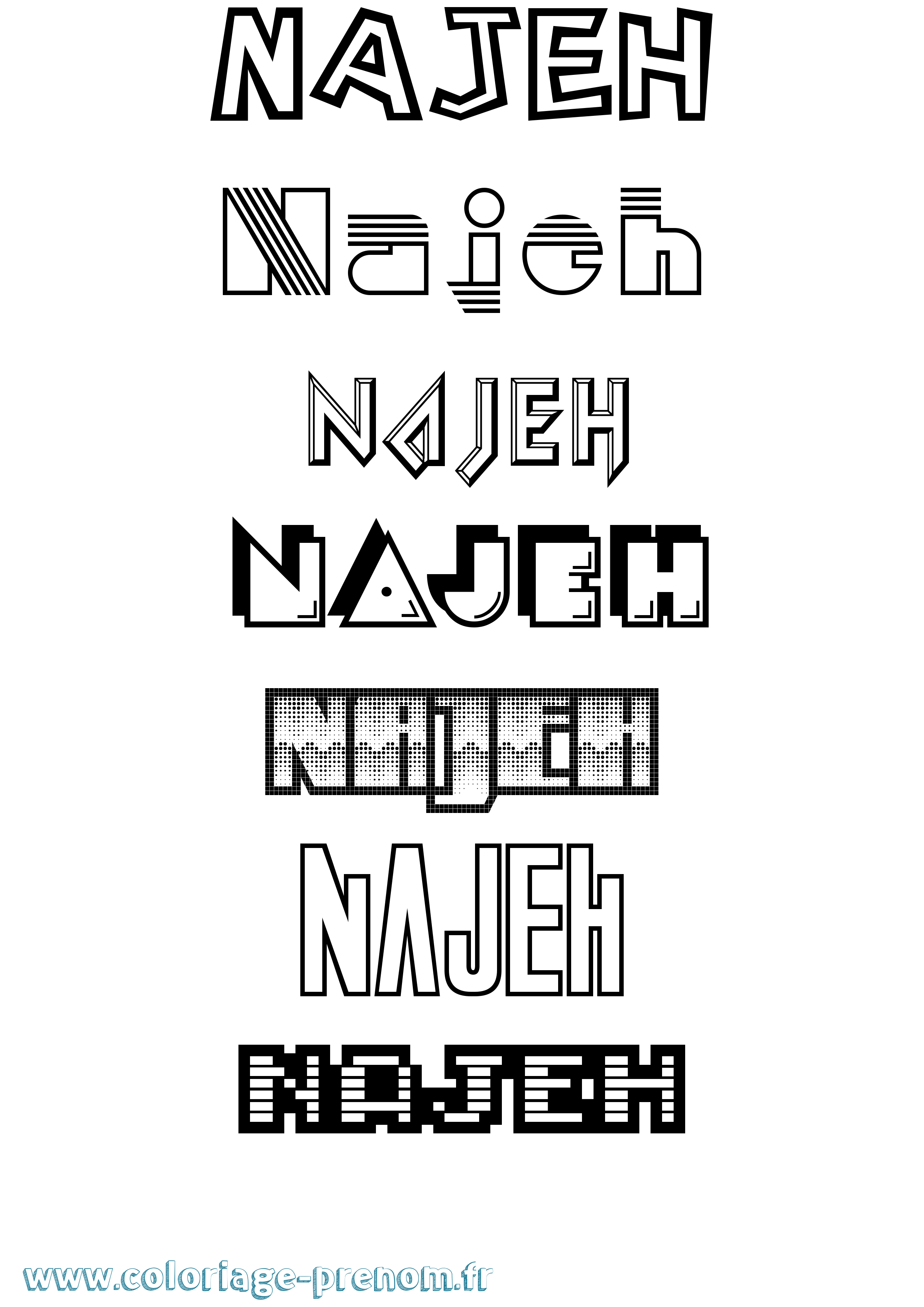 Coloriage Najeh Jeux Vidéos Coloriage prénom Najeh Jeux Vidéos