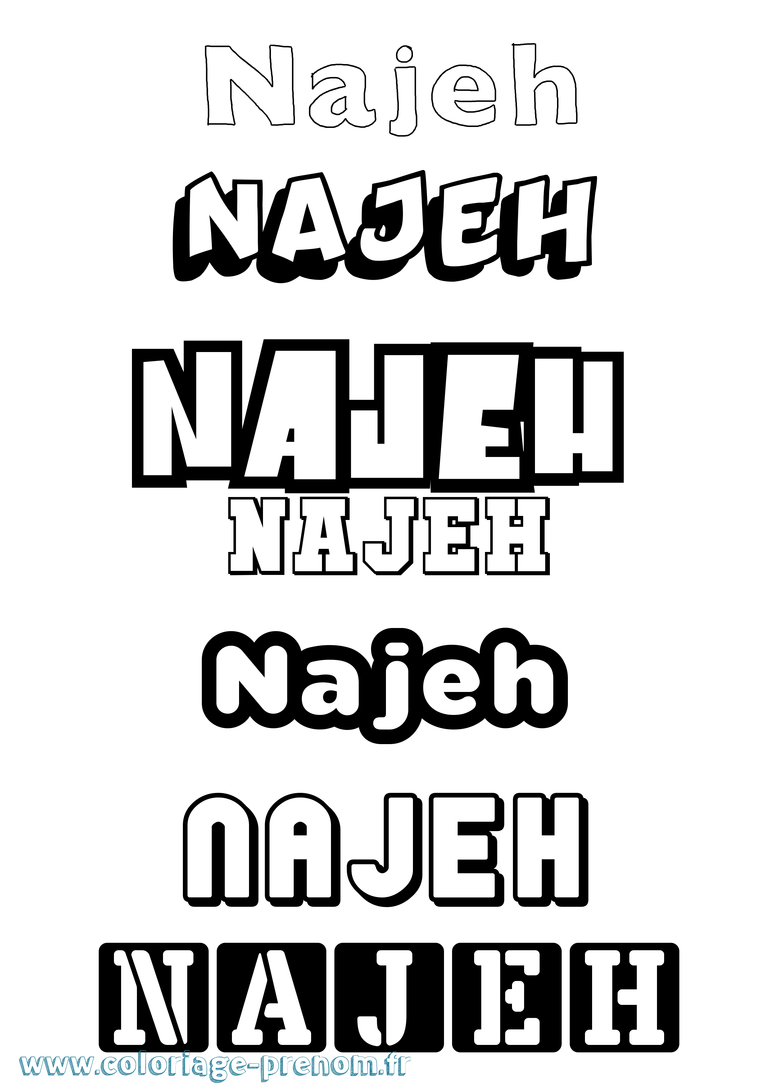 Coloriage Najeh Simple Coloriage prénom Najeh Simple