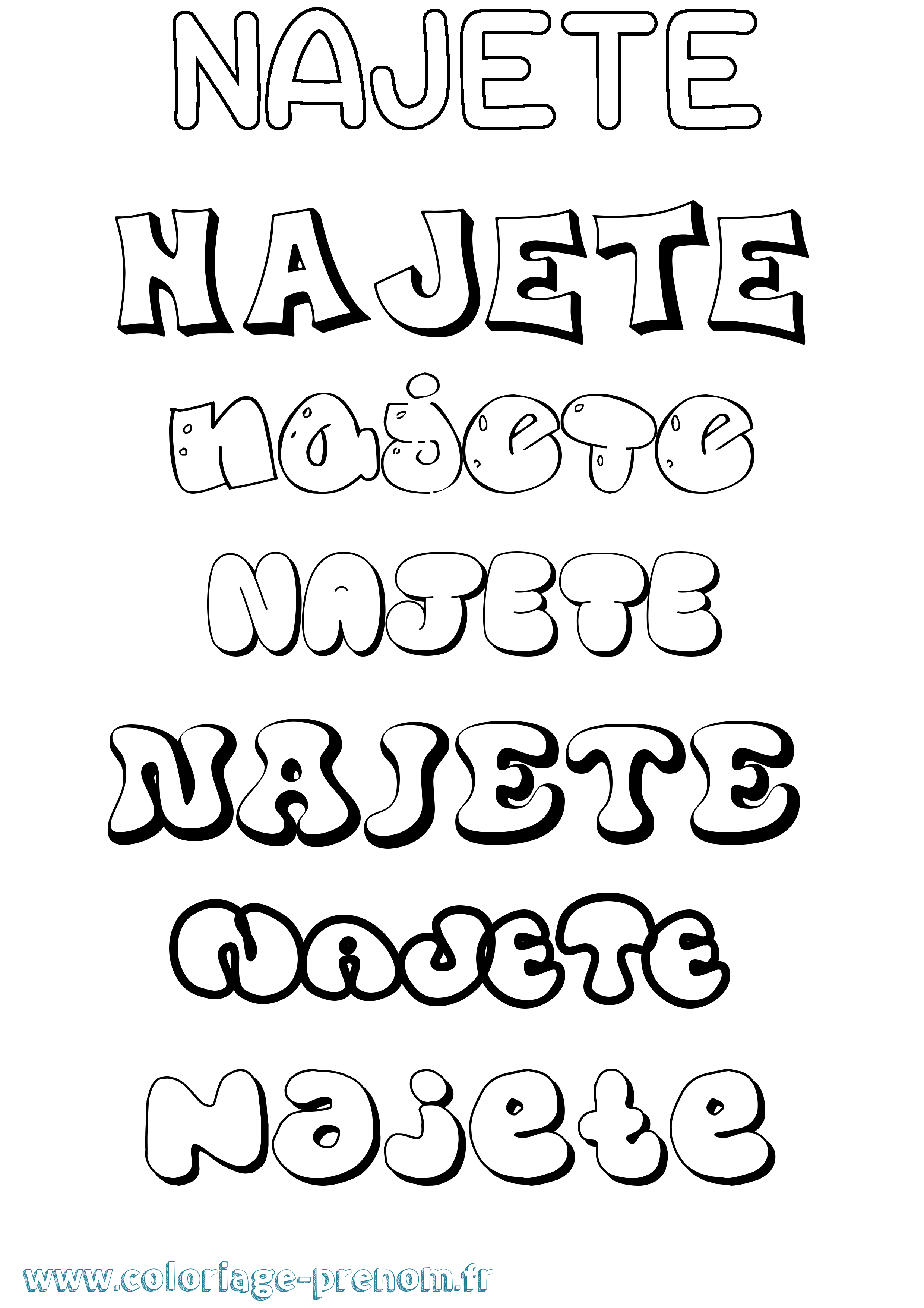 Coloriage Najete Bubble Coloriage prénom Najete Bubble