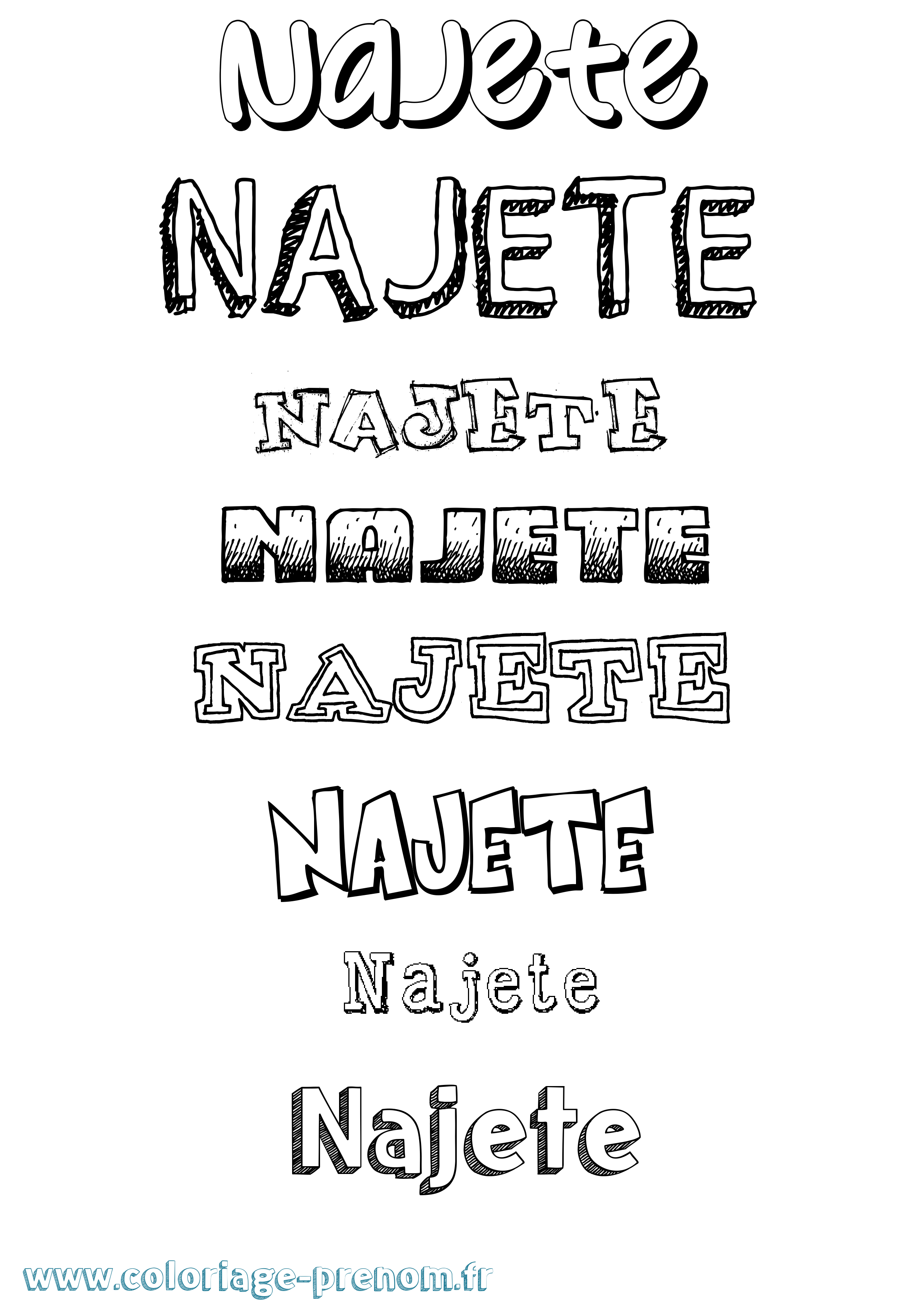 Coloriage Najete Dessiné Coloriage prénom Najete Dessiné