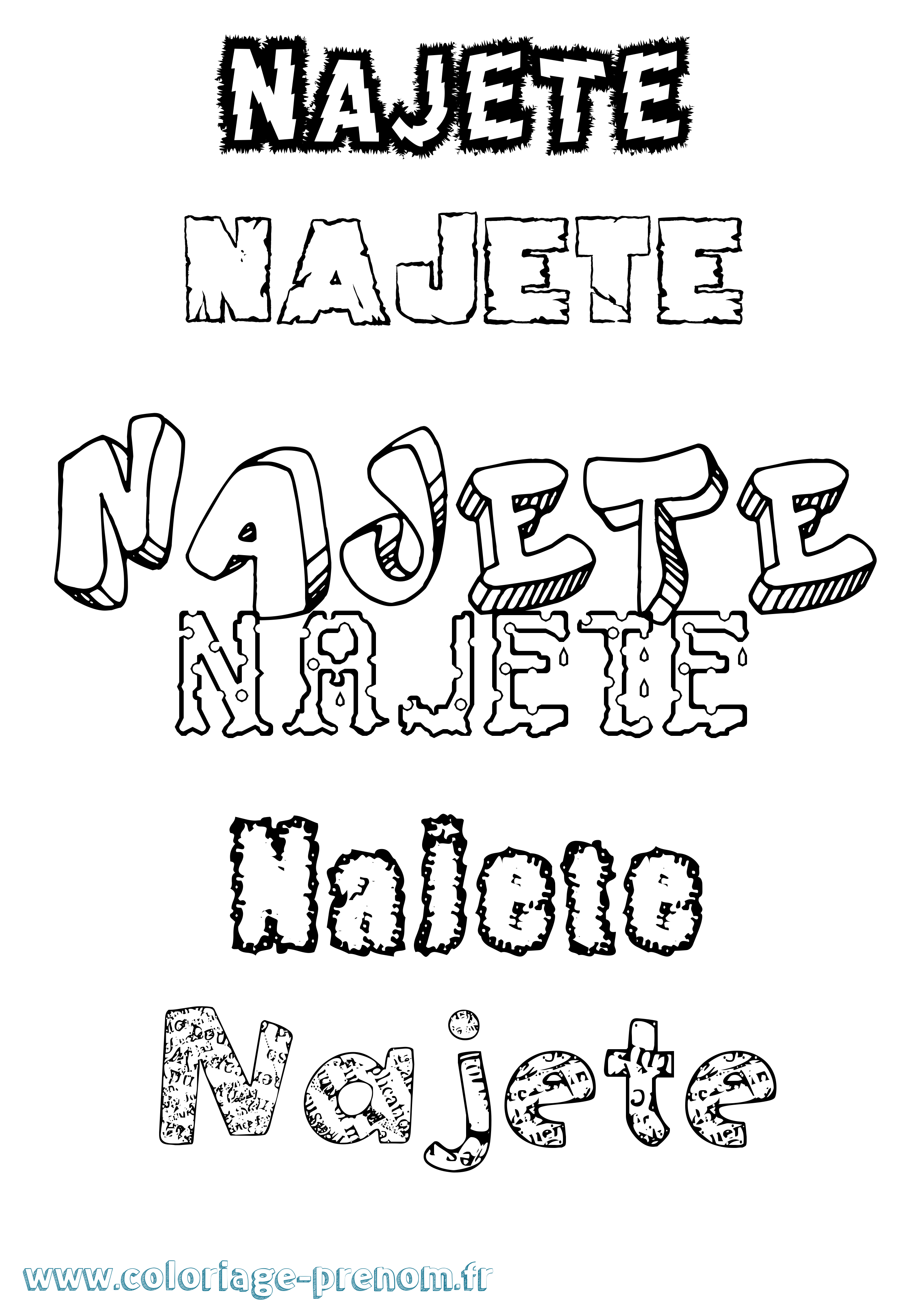 Coloriage Najete Destructuré Coloriage prénom Najete Destructuré