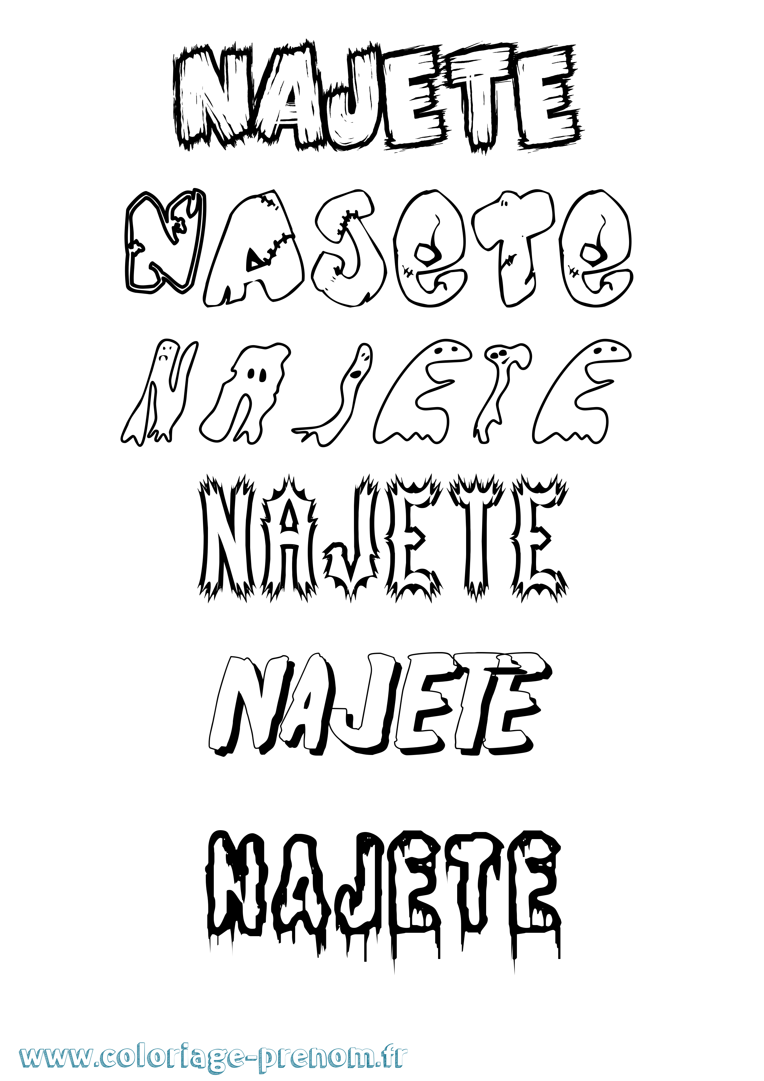 Coloriage Najete Frisson Coloriage prénom Najete Frisson