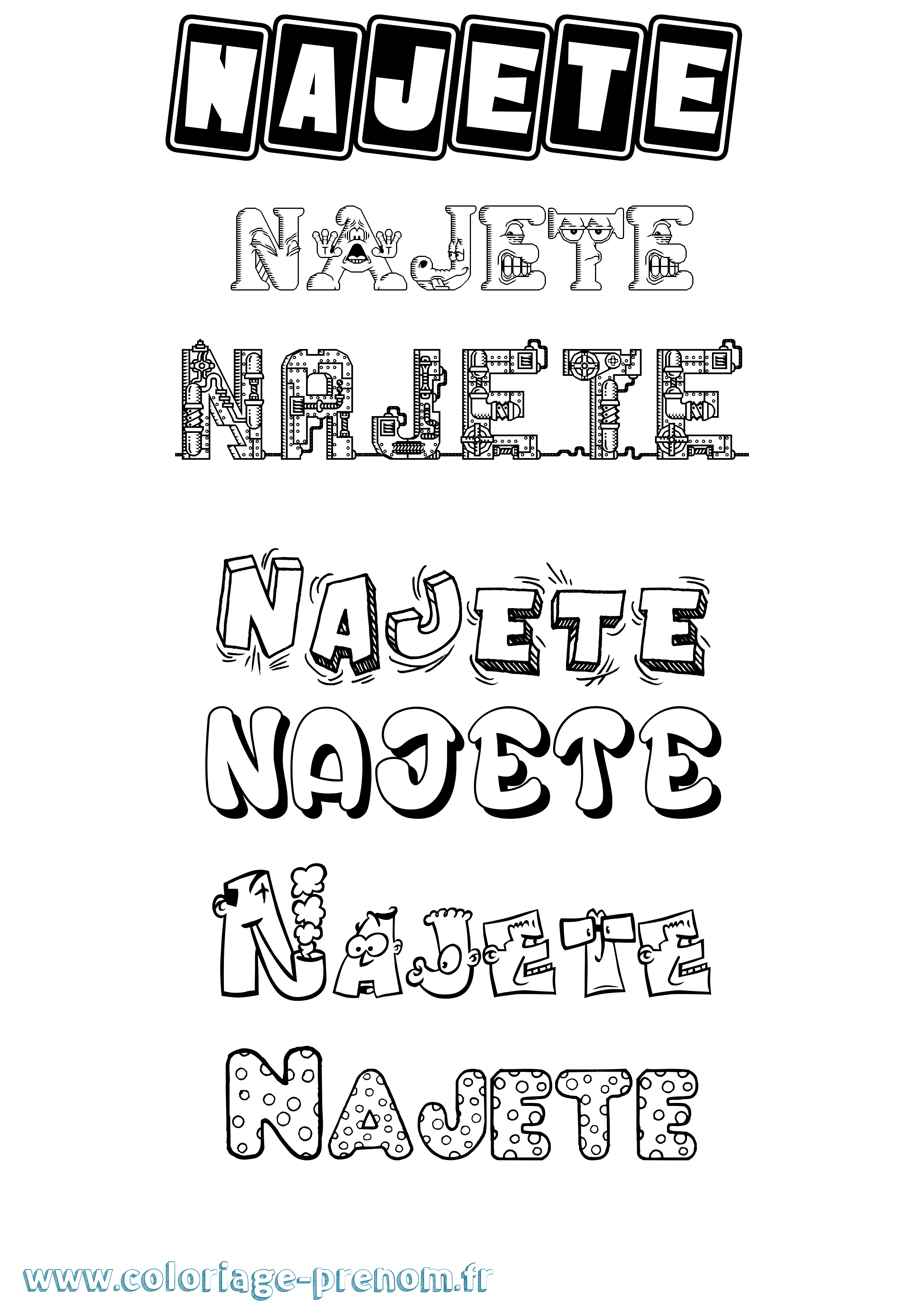 Coloriage Najete Fun Coloriage prénom Najete Fun