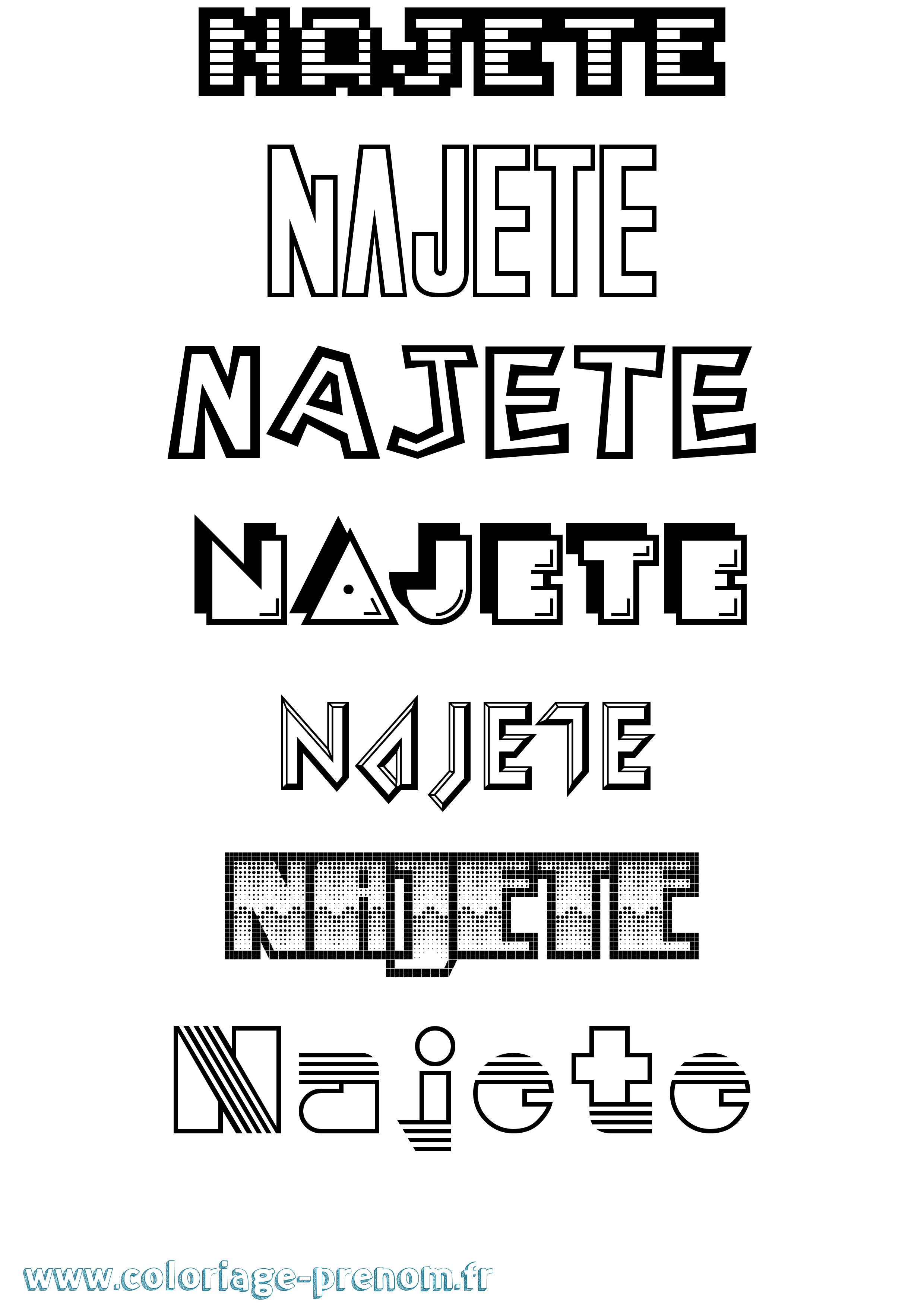 Coloriage Najete Jeux Vidéos Coloriage prénom Najete Jeux Vidéos