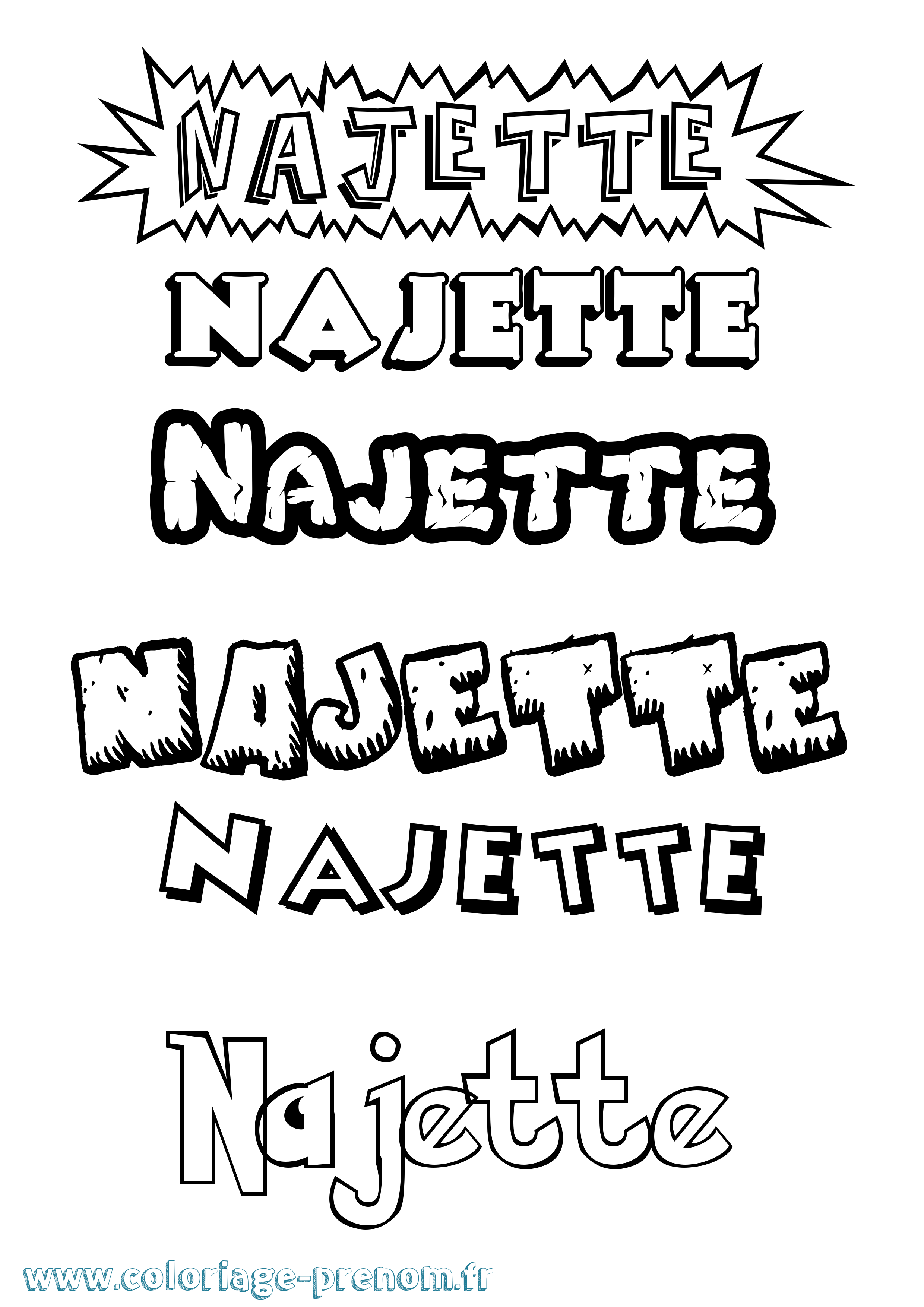 Coloriage Najette Dessin Animé Coloriage prénom Najette Dessin Animé