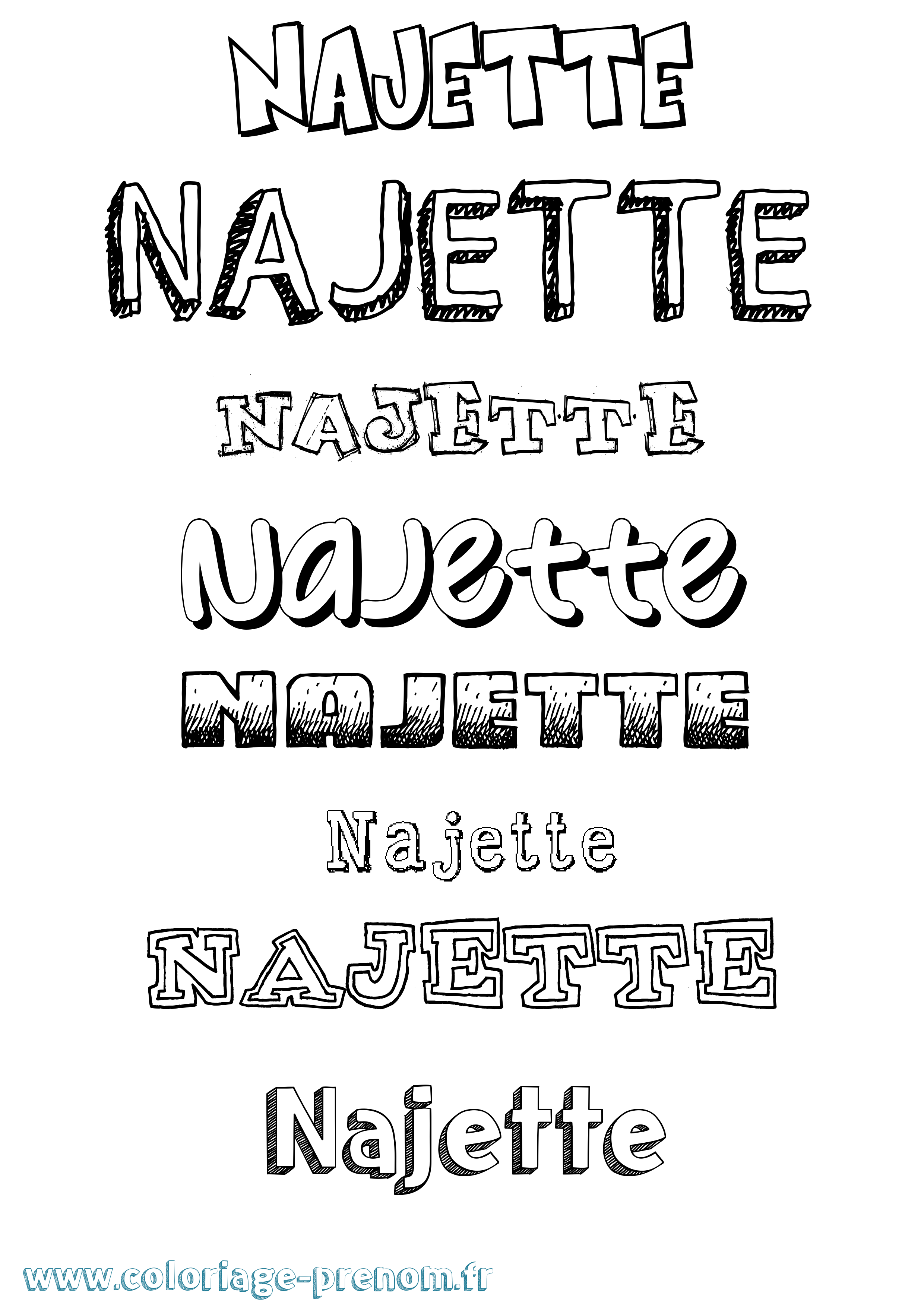 Coloriage Najette Dessiné Coloriage prénom Najette Dessiné