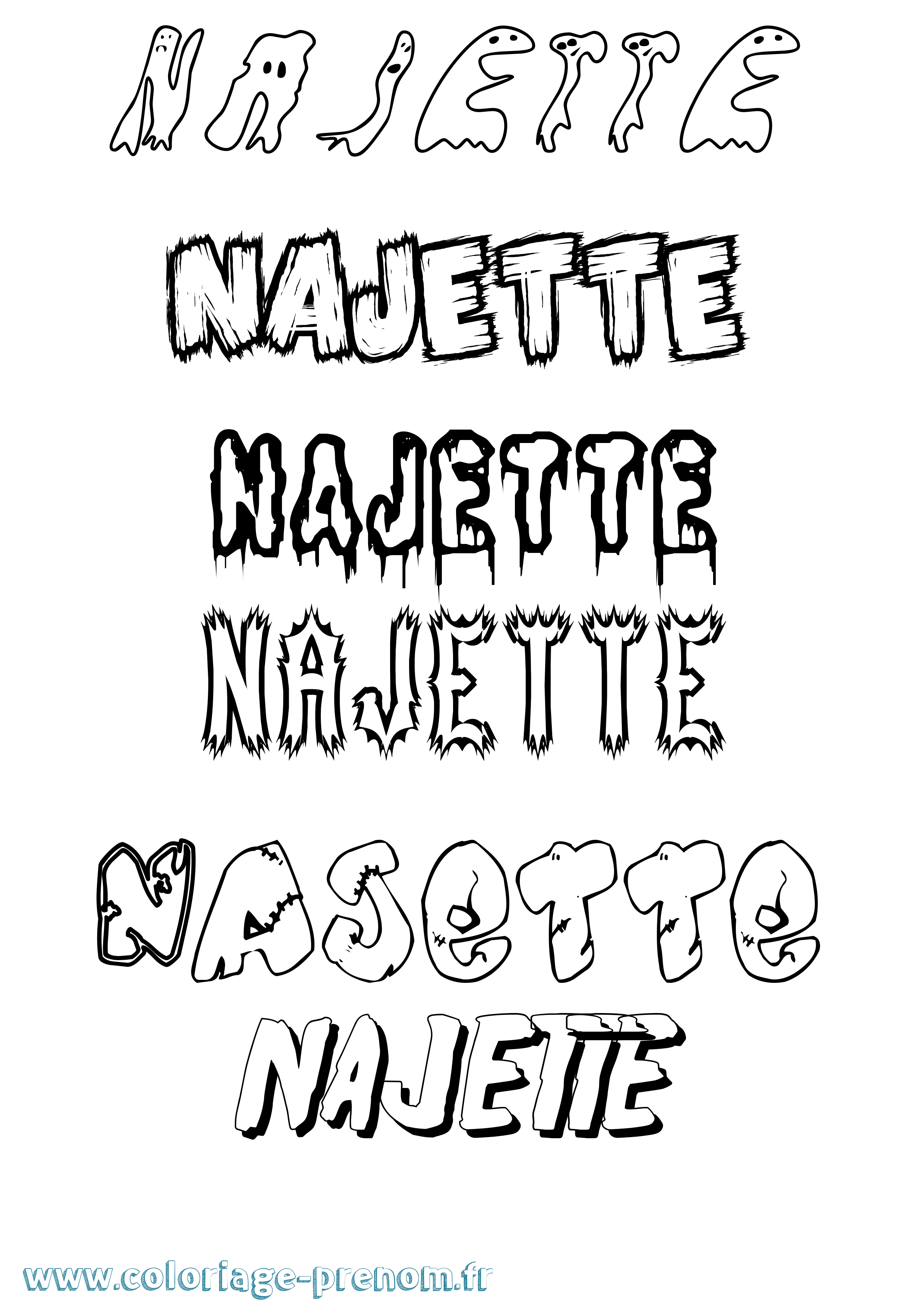 Coloriage Najette Frisson Coloriage prénom Najette Frisson