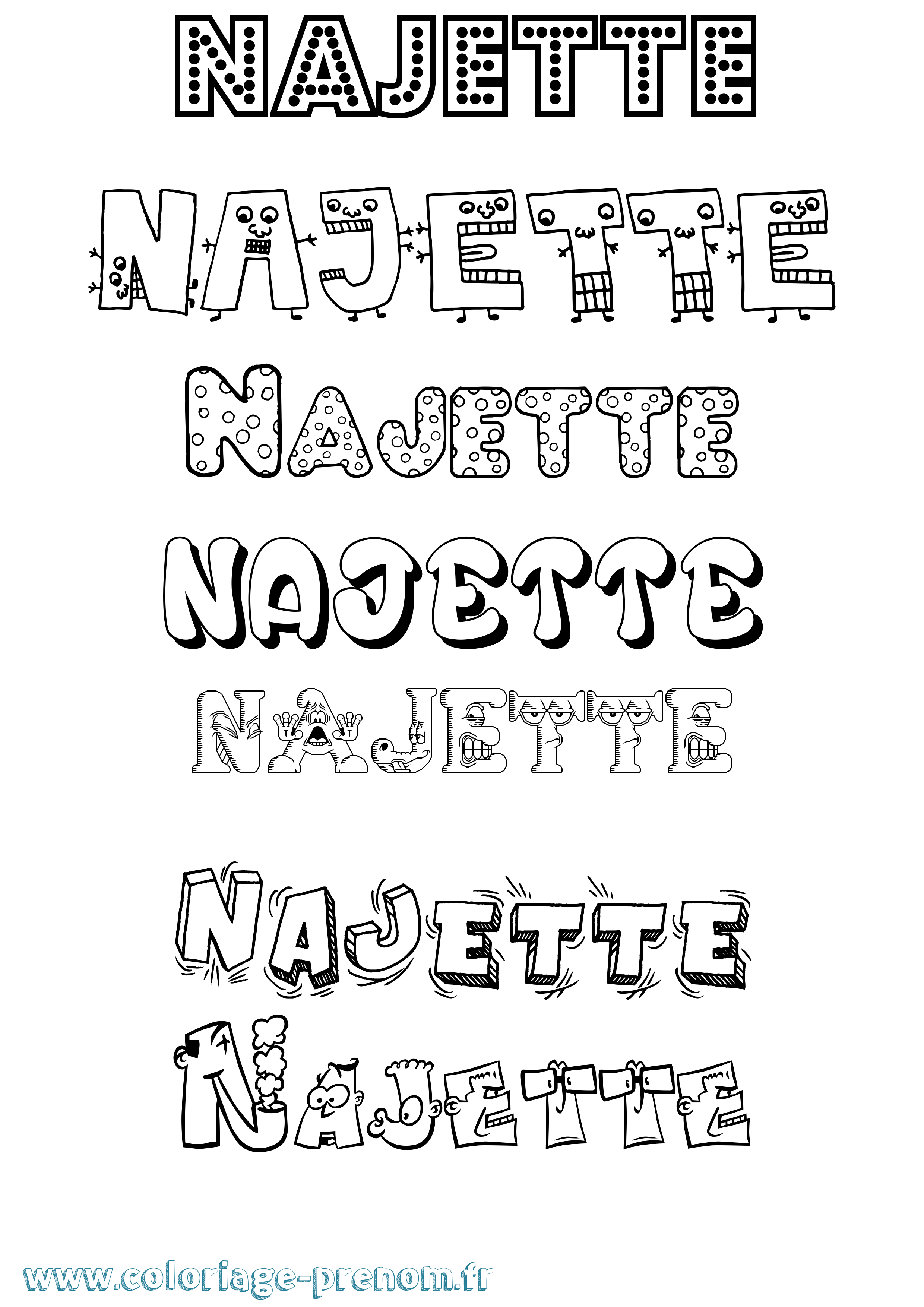 Coloriage Najette Fun Coloriage prénom Najette Fun