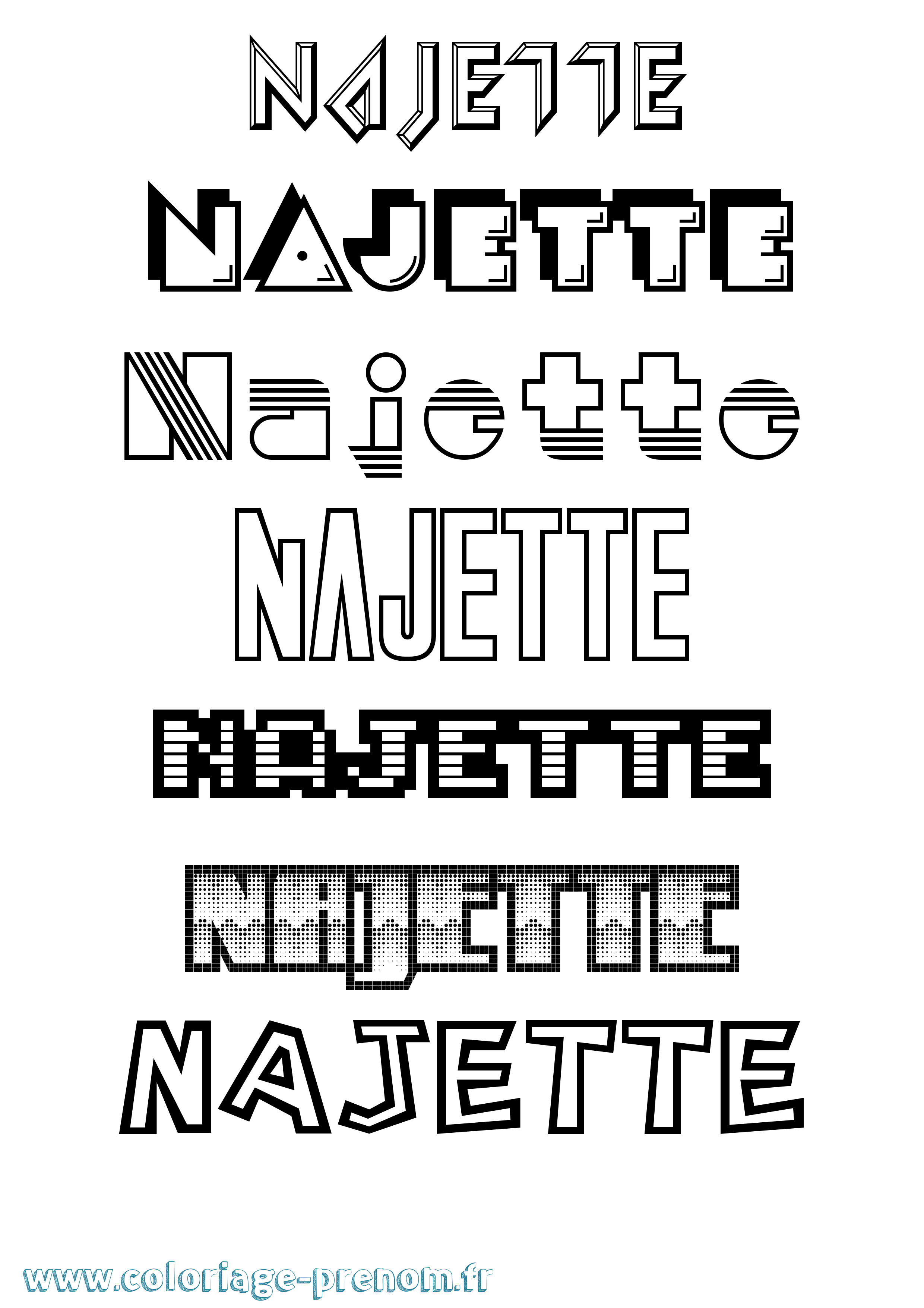 Coloriage Najette Jeux Vidéos Coloriage prénom Najette Jeux Vidéos