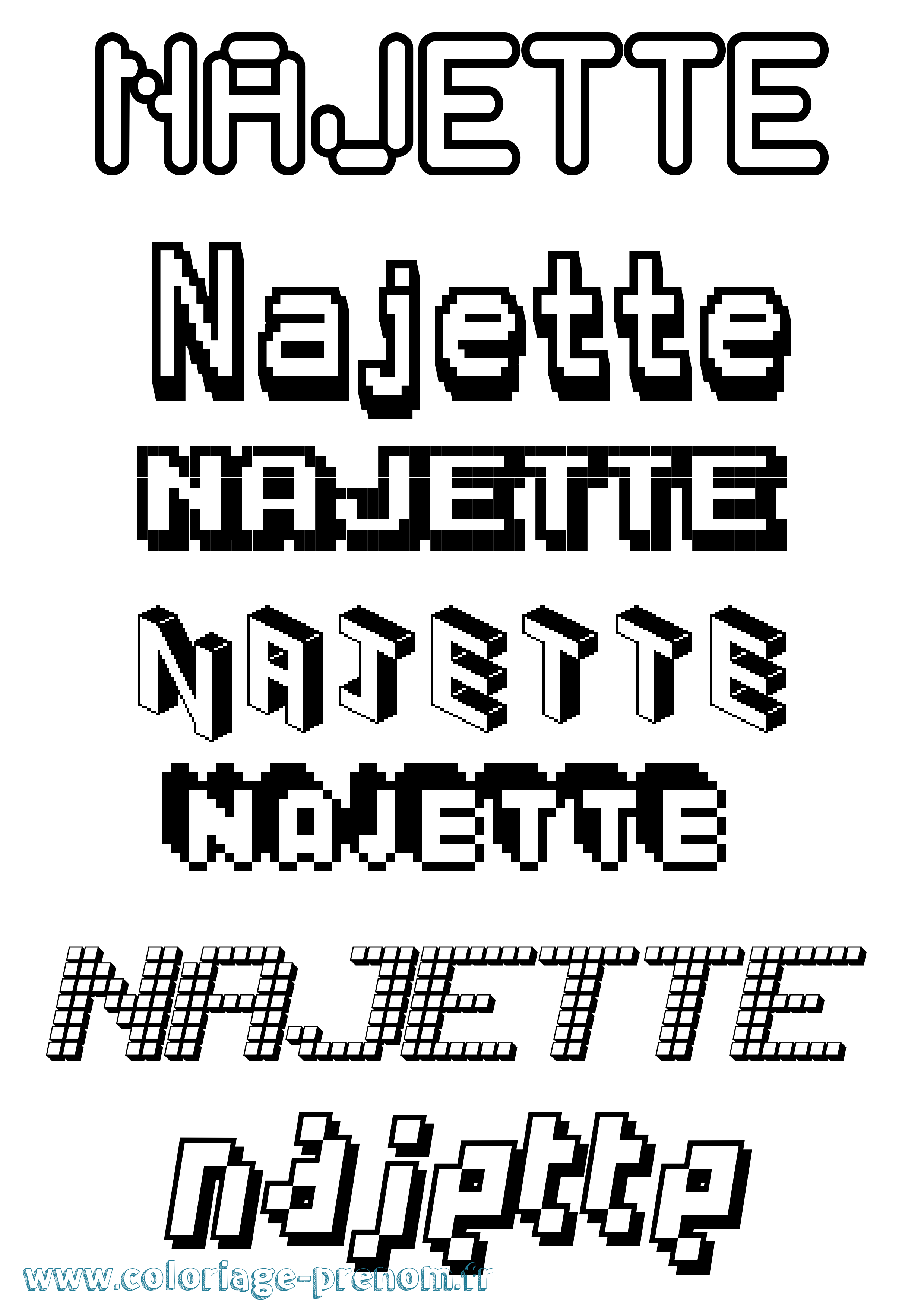 Coloriage Najette Pixel Coloriage prénom Najette Pixel