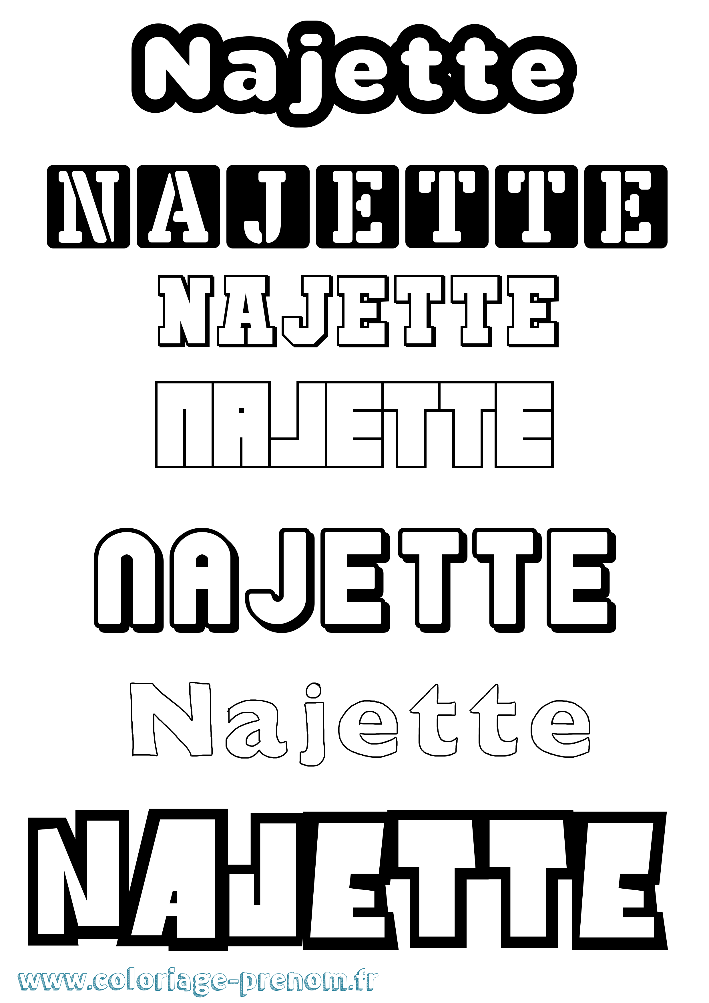 Coloriage Najette Simple Coloriage prénom Najette Simple