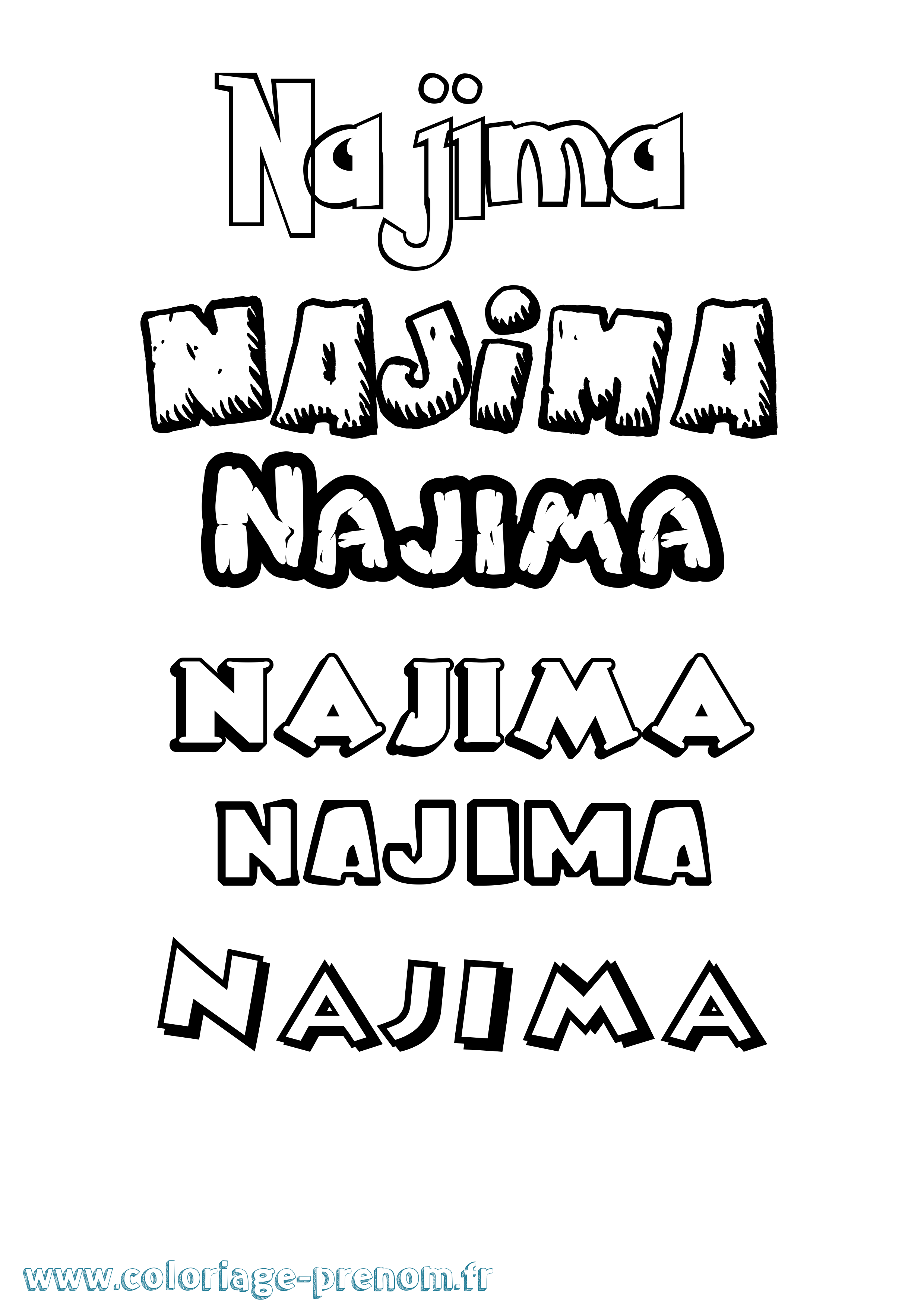 Coloriage Najima Dessin Animé Coloriage prénom Najima Dessin Animé