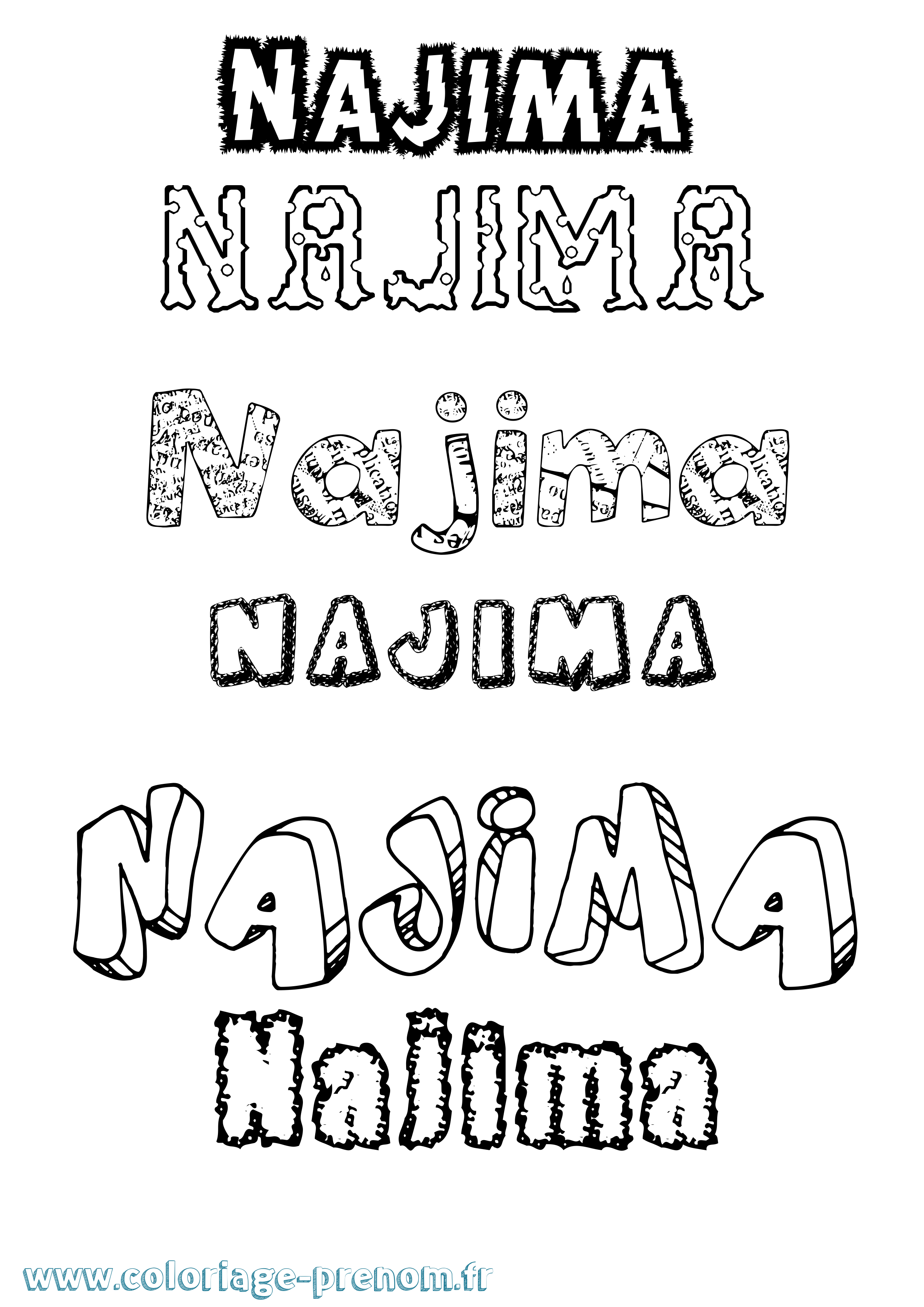 Coloriage Najima Destructuré Coloriage prénom Najima Destructuré