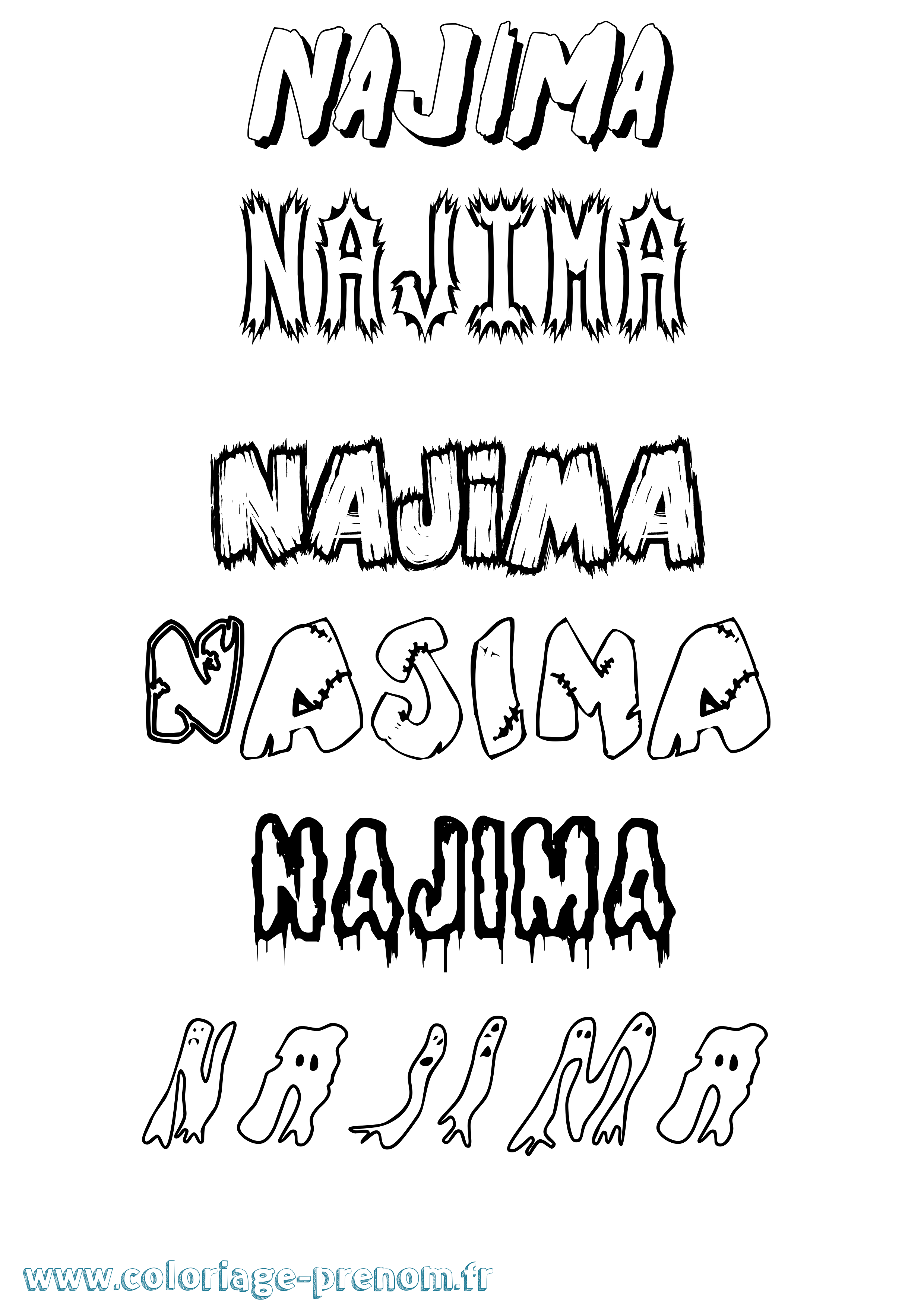 Coloriage Najima Frisson Coloriage prénom Najima Frisson