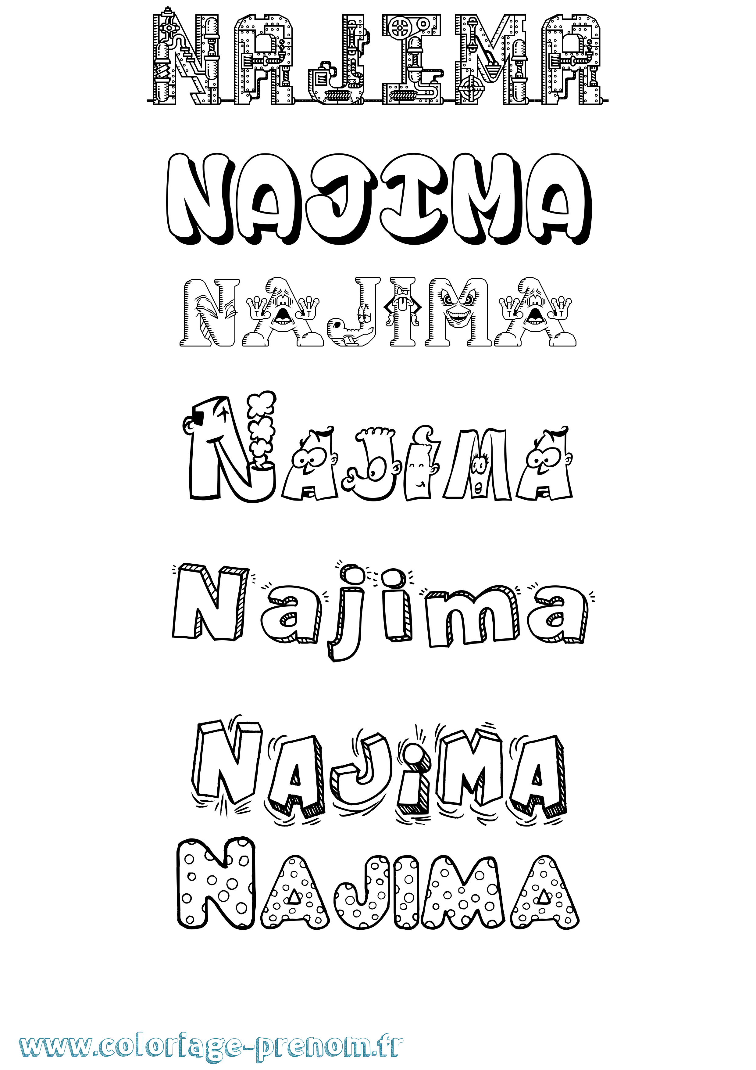 Coloriage Najima Fun Coloriage prénom Najima Fun