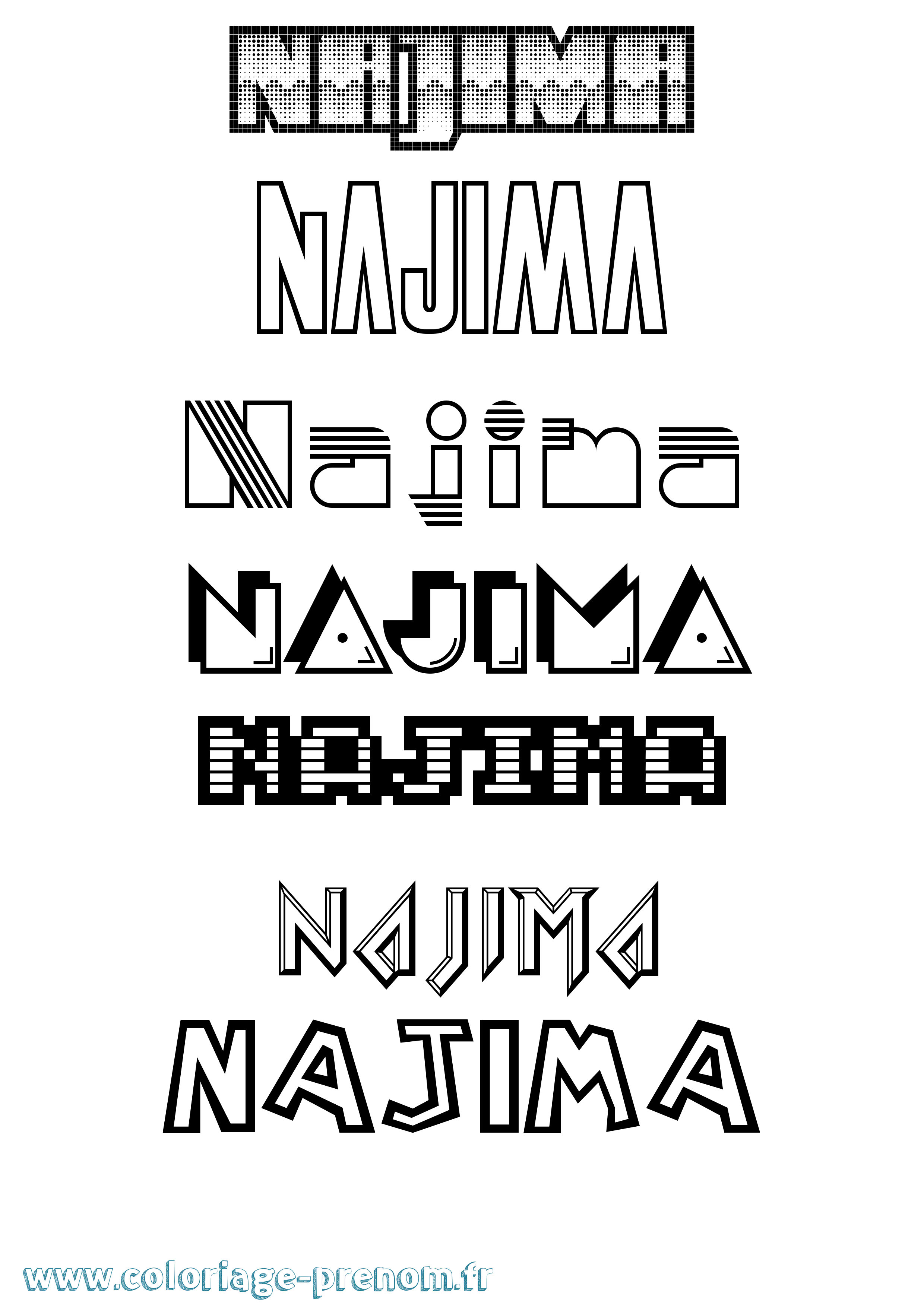 Coloriage Najima Jeux Vidéos Coloriage prénom Najima Jeux Vidéos