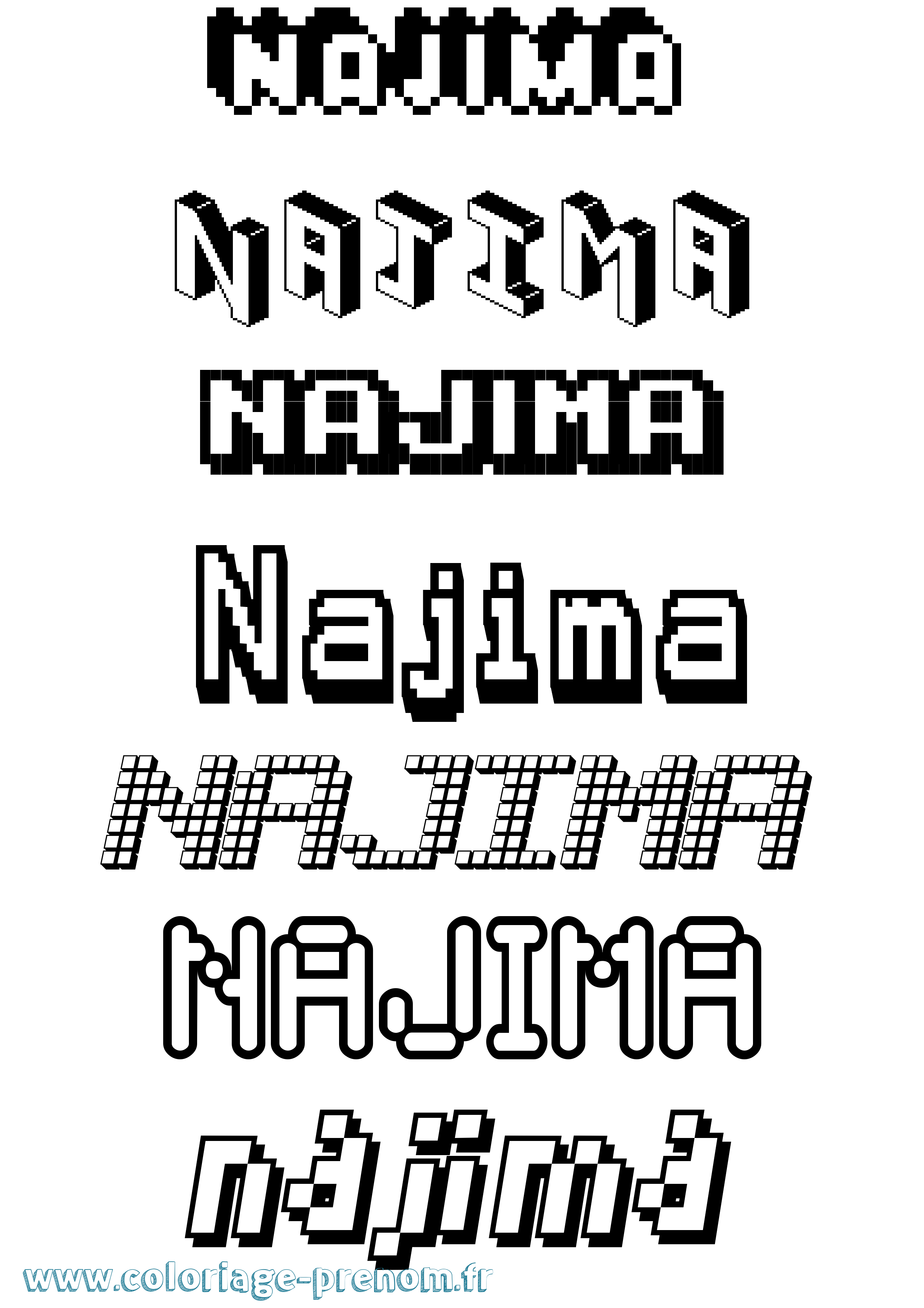 Coloriage Najima Pixel Coloriage prénom Najima Pixel