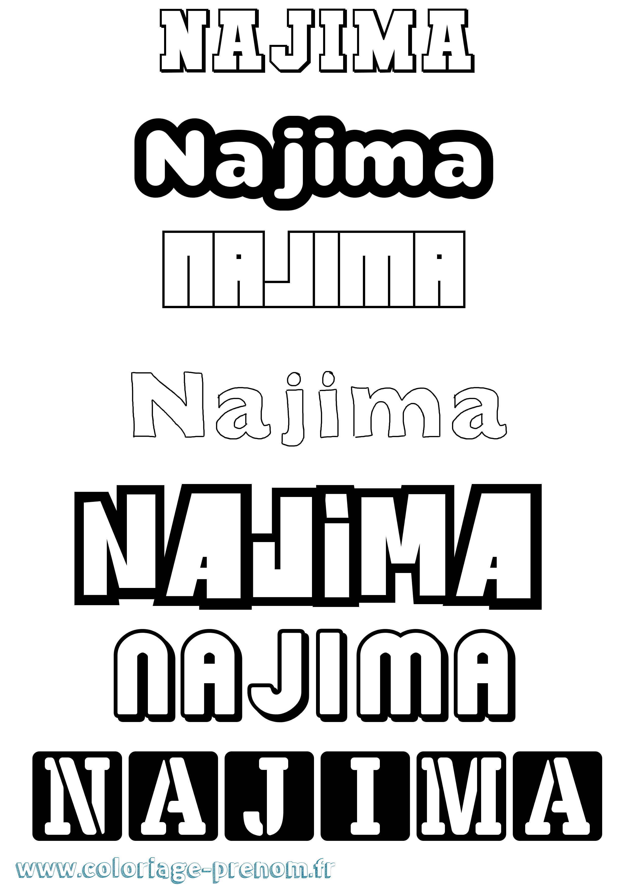 Coloriage Najima Simple Coloriage prénom Najima Simple