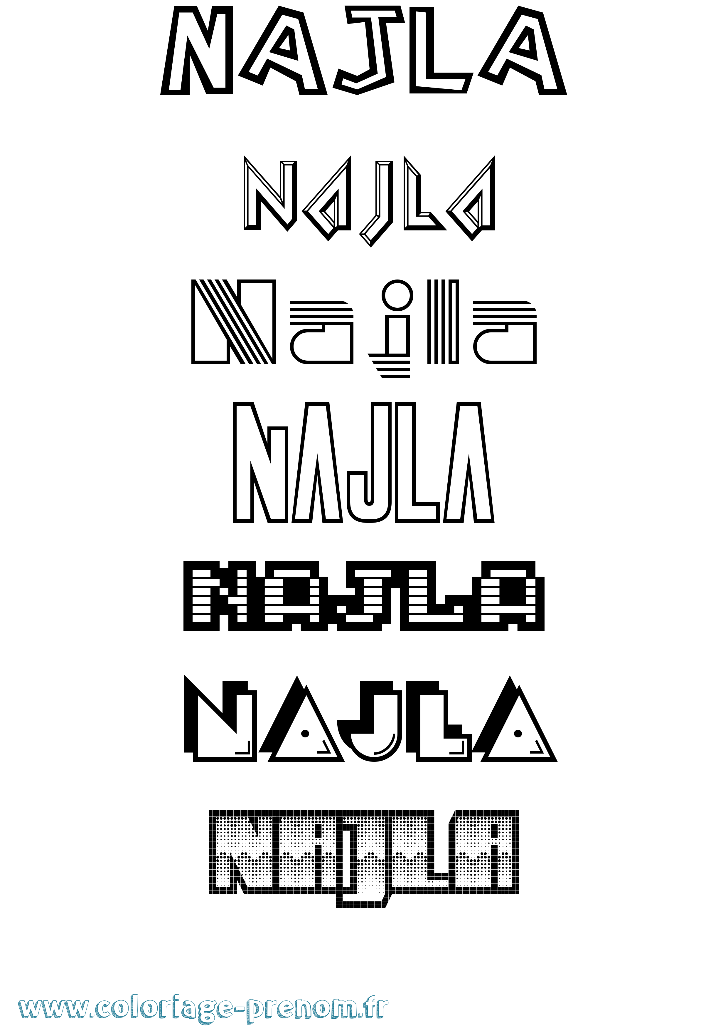 Coloriage Najla Jeux Vidéos Coloriage prénom Najla Jeux Vidéos