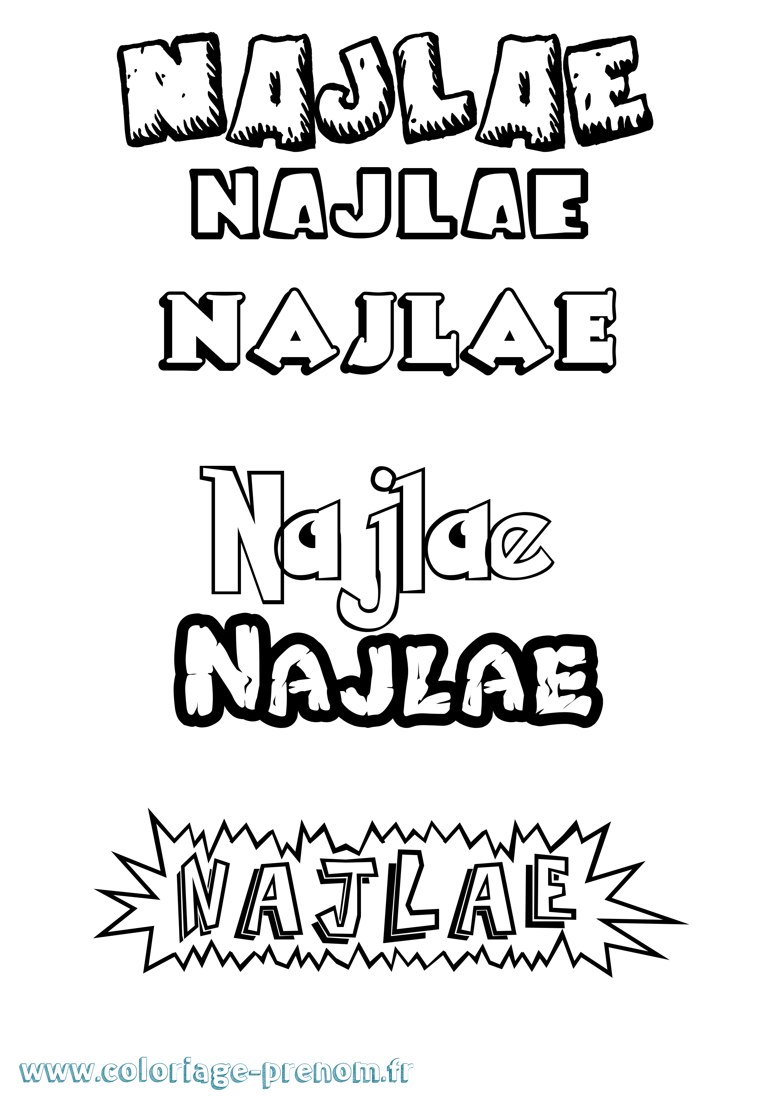Coloriage Najlae Dessin Animé Coloriage prénom Najlae Dessin Animé