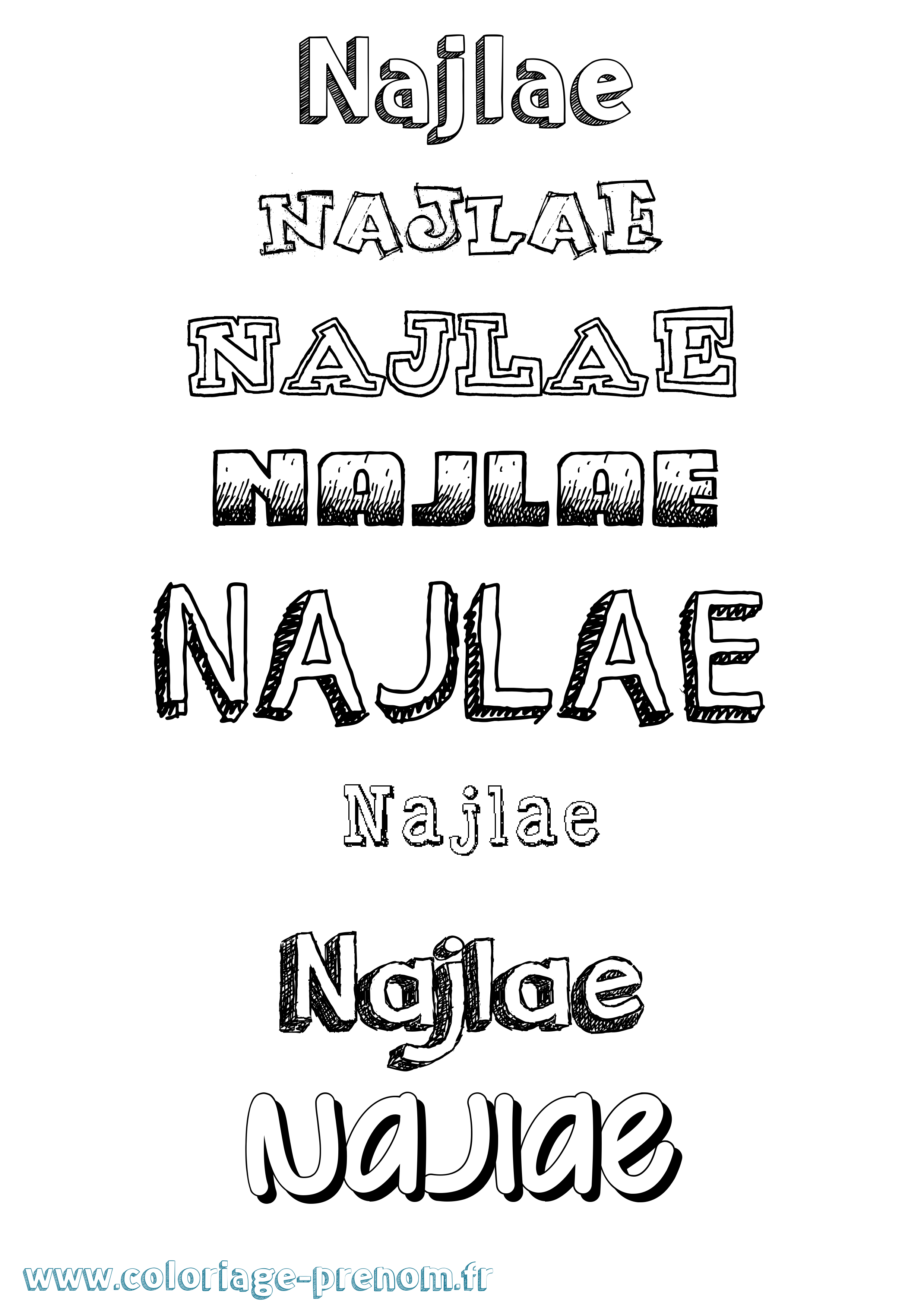 Coloriage Najlae Dessiné Coloriage prénom Najlae Dessiné