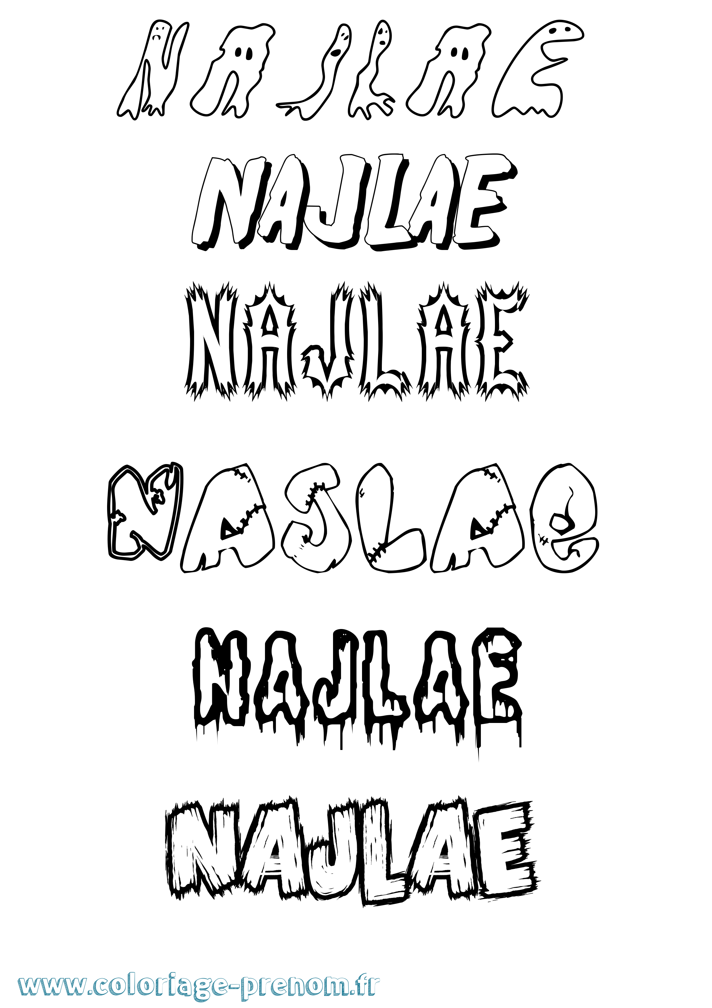 Coloriage Najlae Frisson Coloriage prénom Najlae Frisson