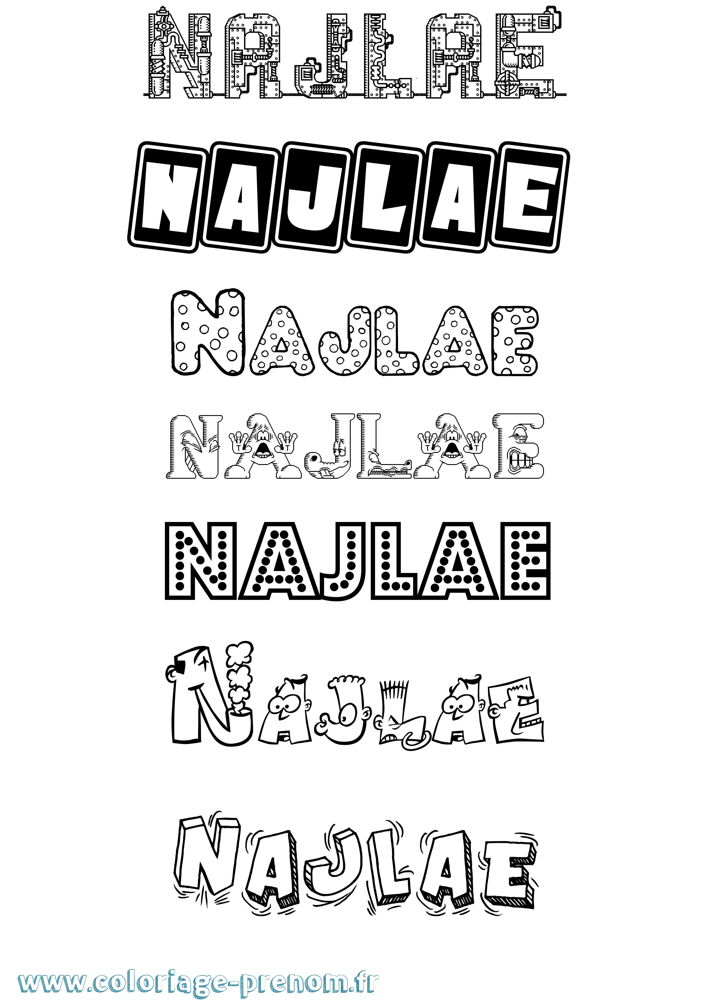 Coloriage Najlae Fun Coloriage prénom Najlae Fun