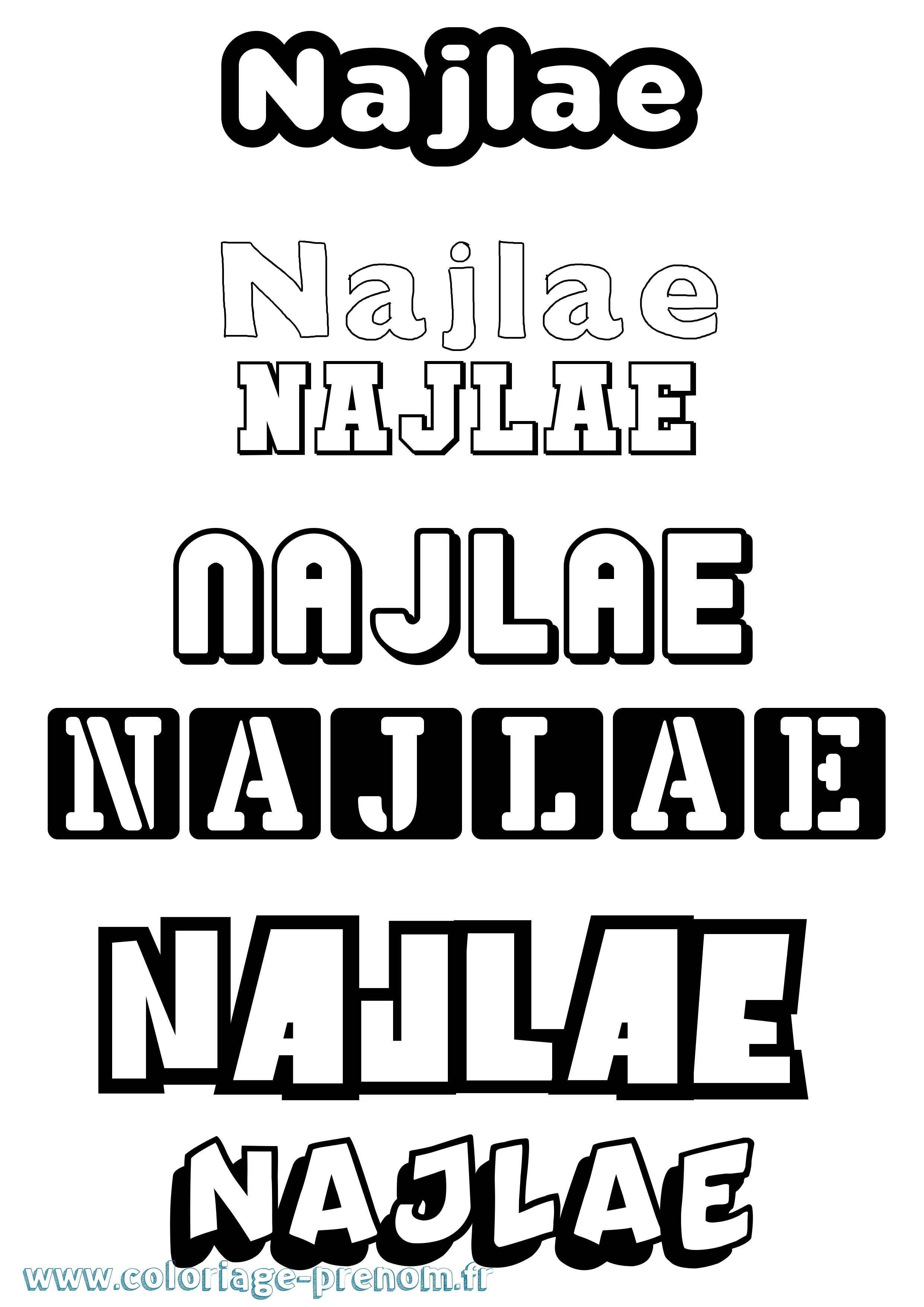 Coloriage Najlae Simple Coloriage prénom Najlae Simple