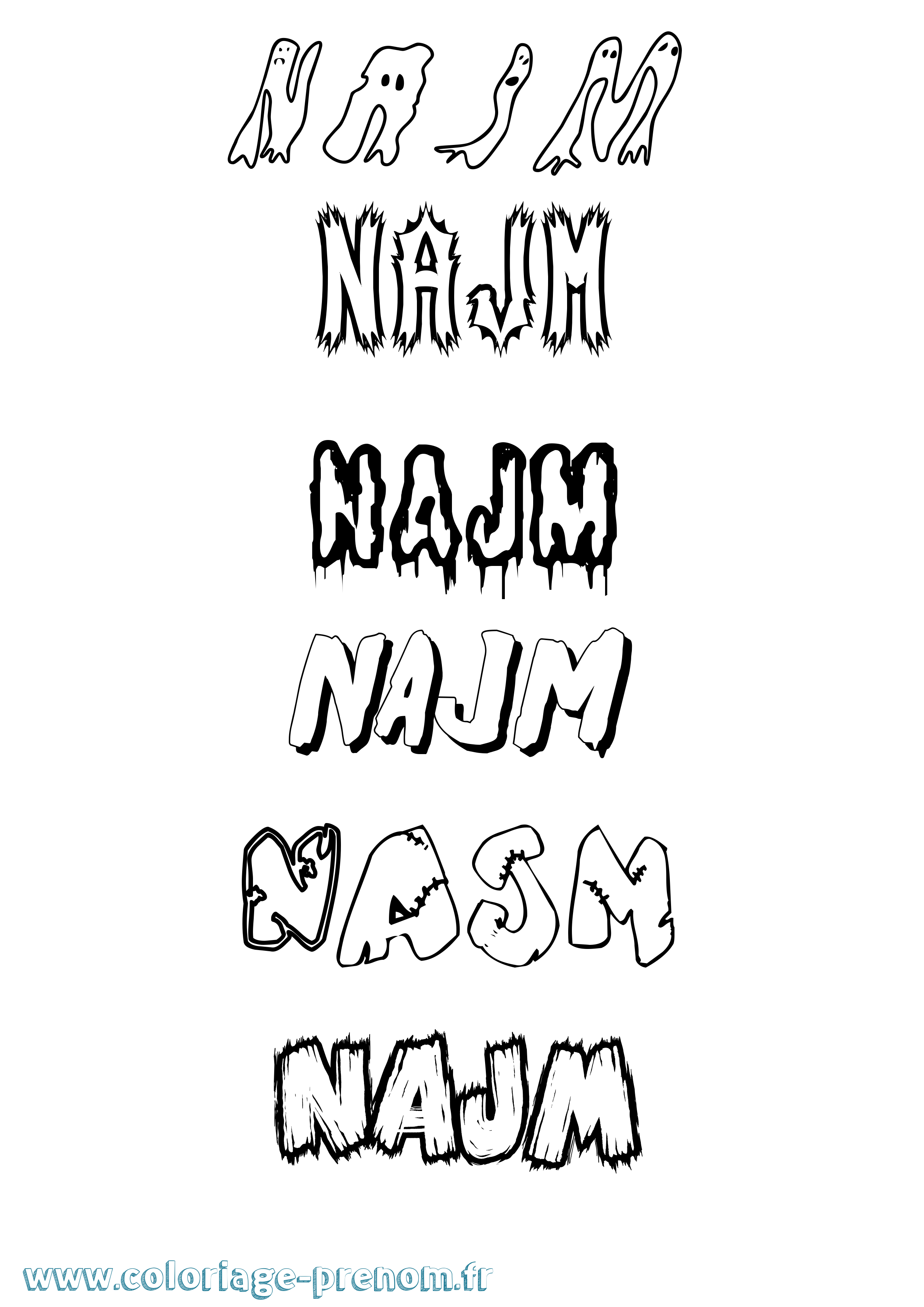 Coloriage Najm Frisson Coloriage prénom Najm Frisson