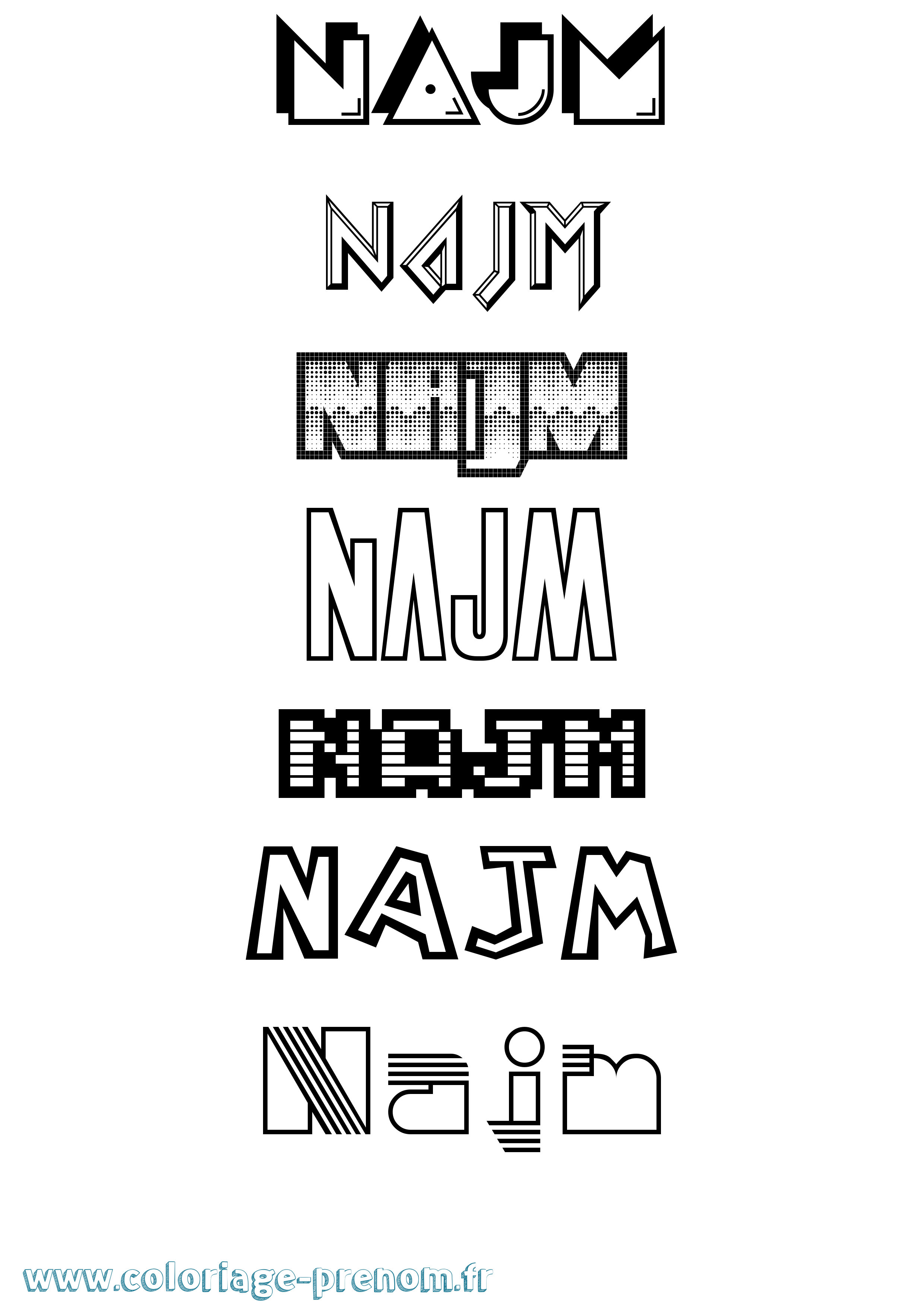 Coloriage Najm Jeux Vidéos Coloriage prénom Najm Jeux Vidéos