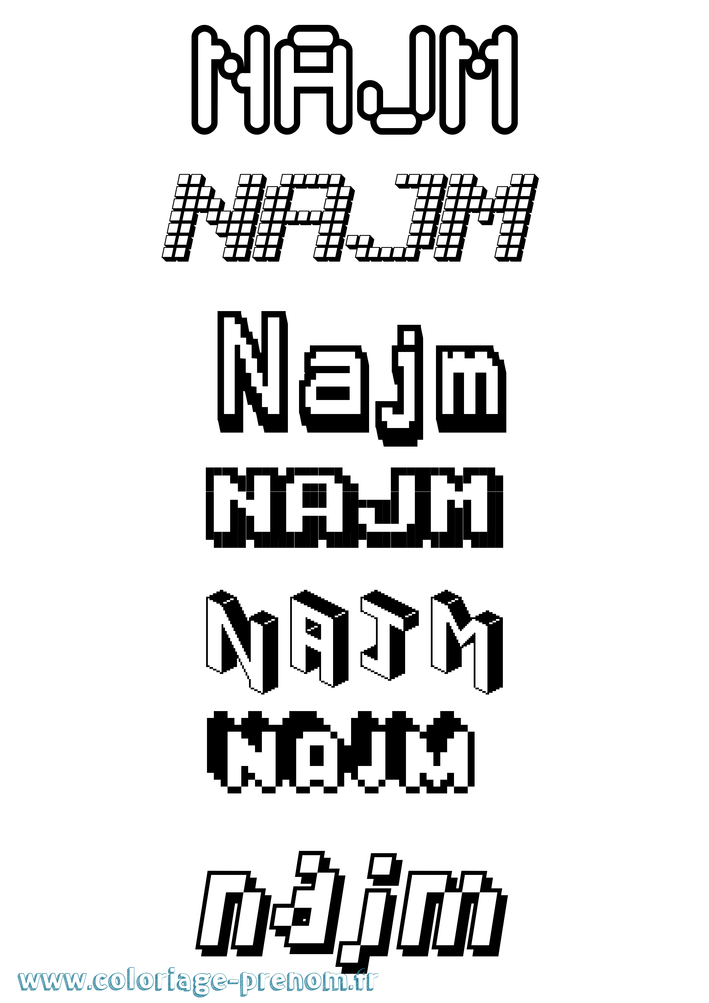 Coloriage Najm Pixel Coloriage prénom Najm Pixel