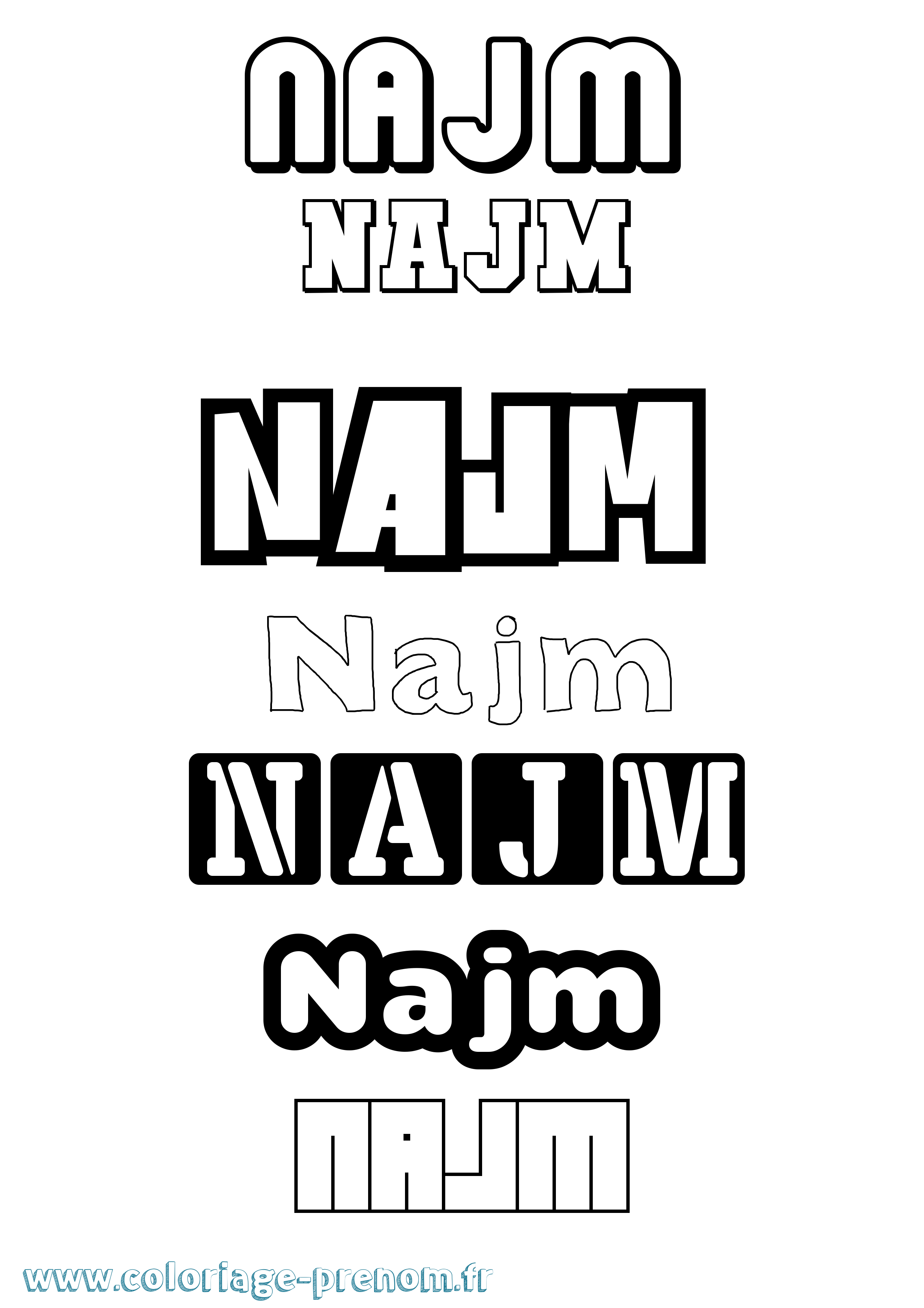 Coloriage Najm Simple Coloriage prénom Najm Simple