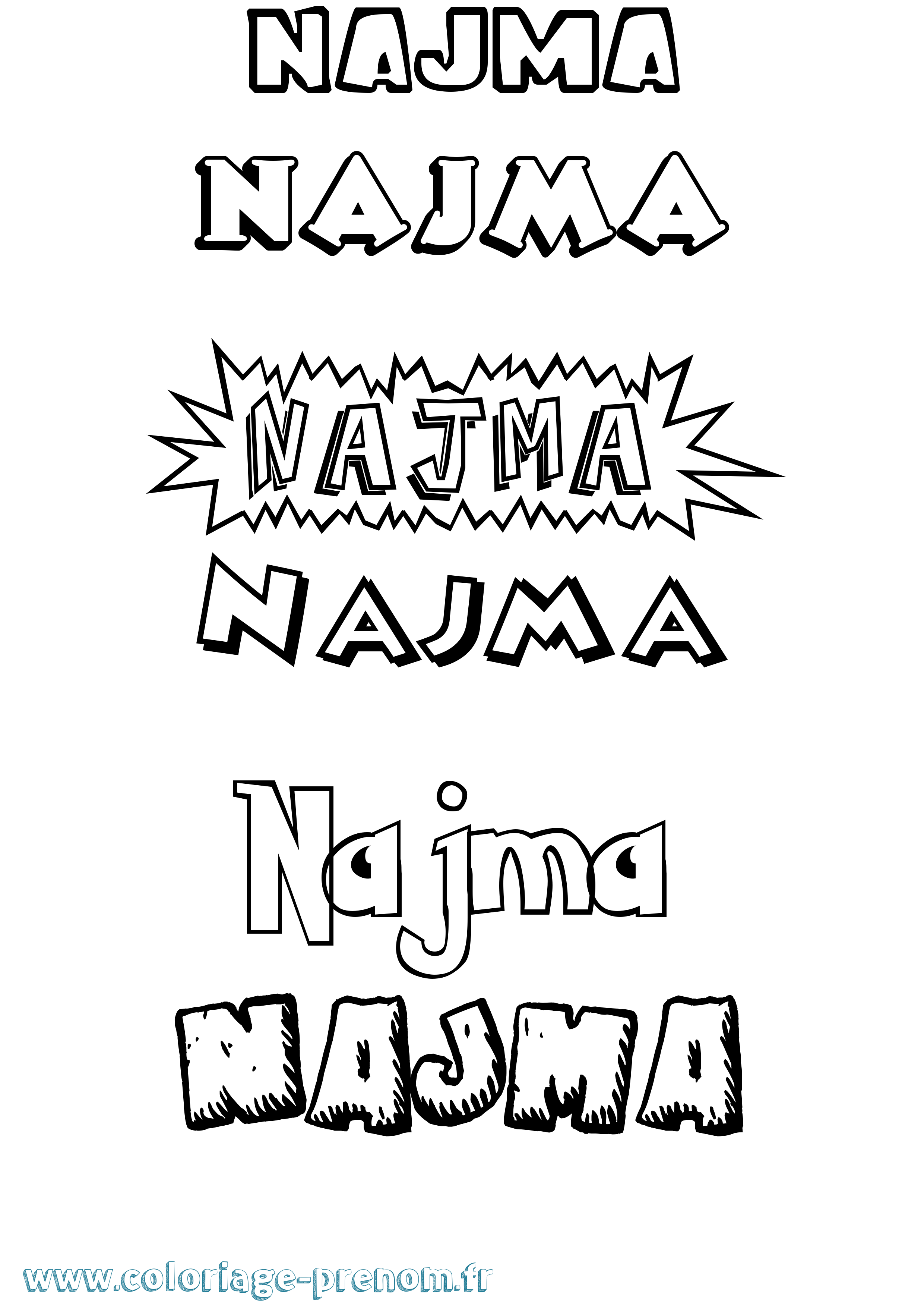 Coloriage Najma Dessin Animé Coloriage prénom Najma Dessin Animé