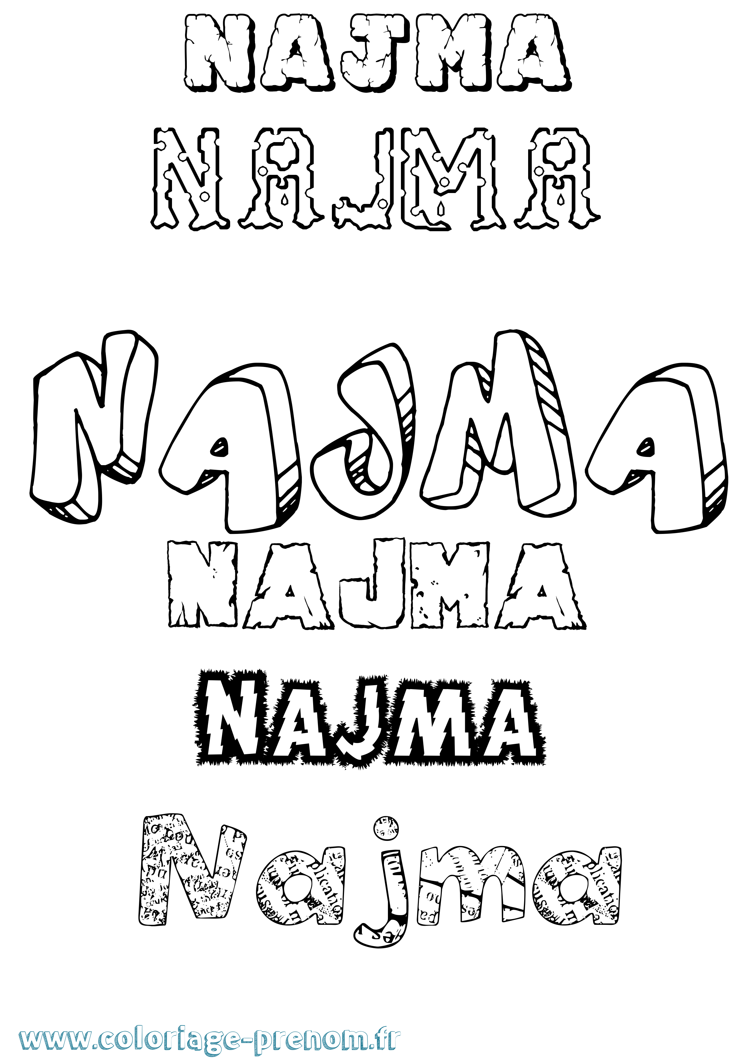 Coloriage Najma Destructuré Coloriage prénom Najma Destructuré