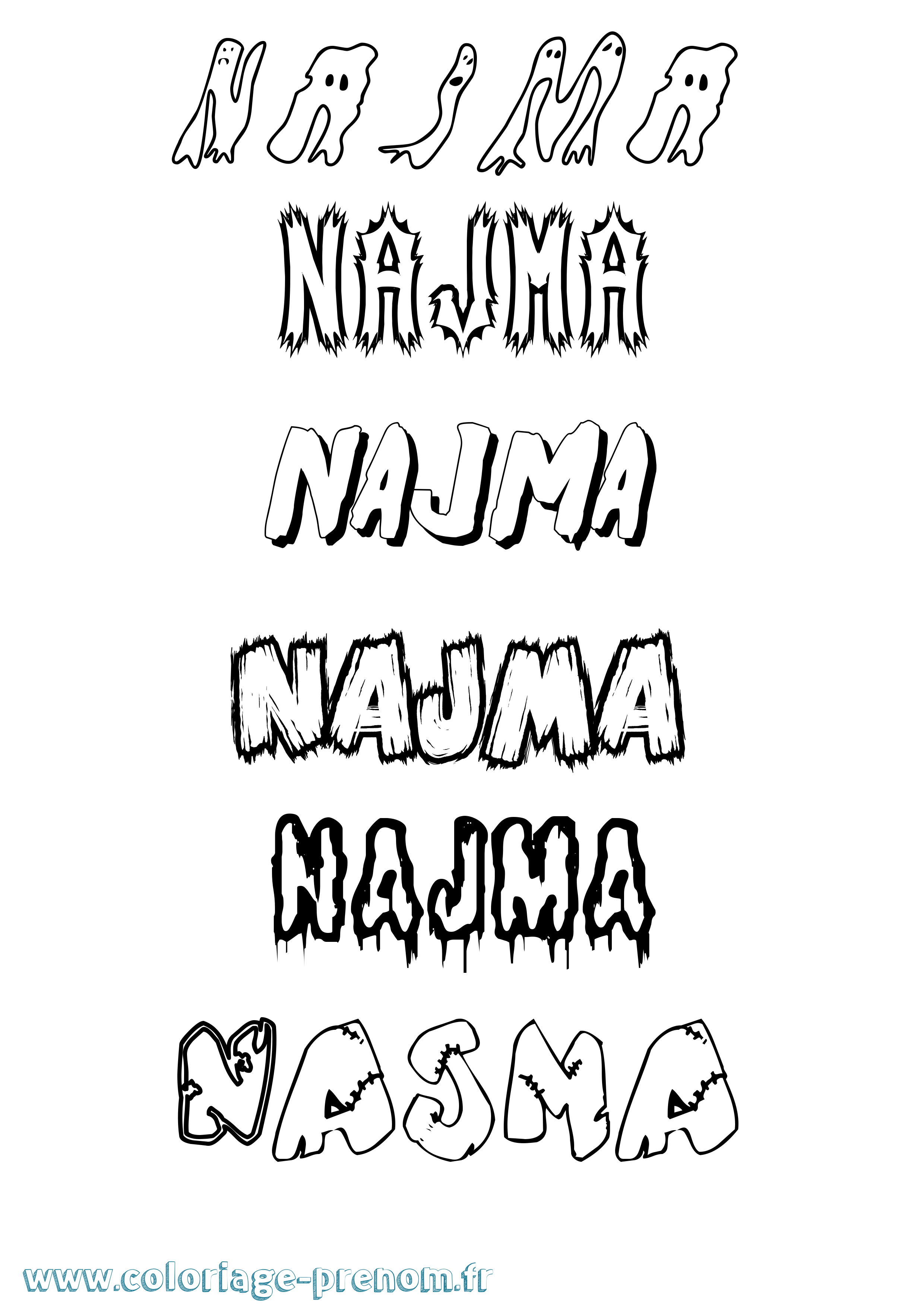 Coloriage Najma Frisson Coloriage prénom Najma Frisson