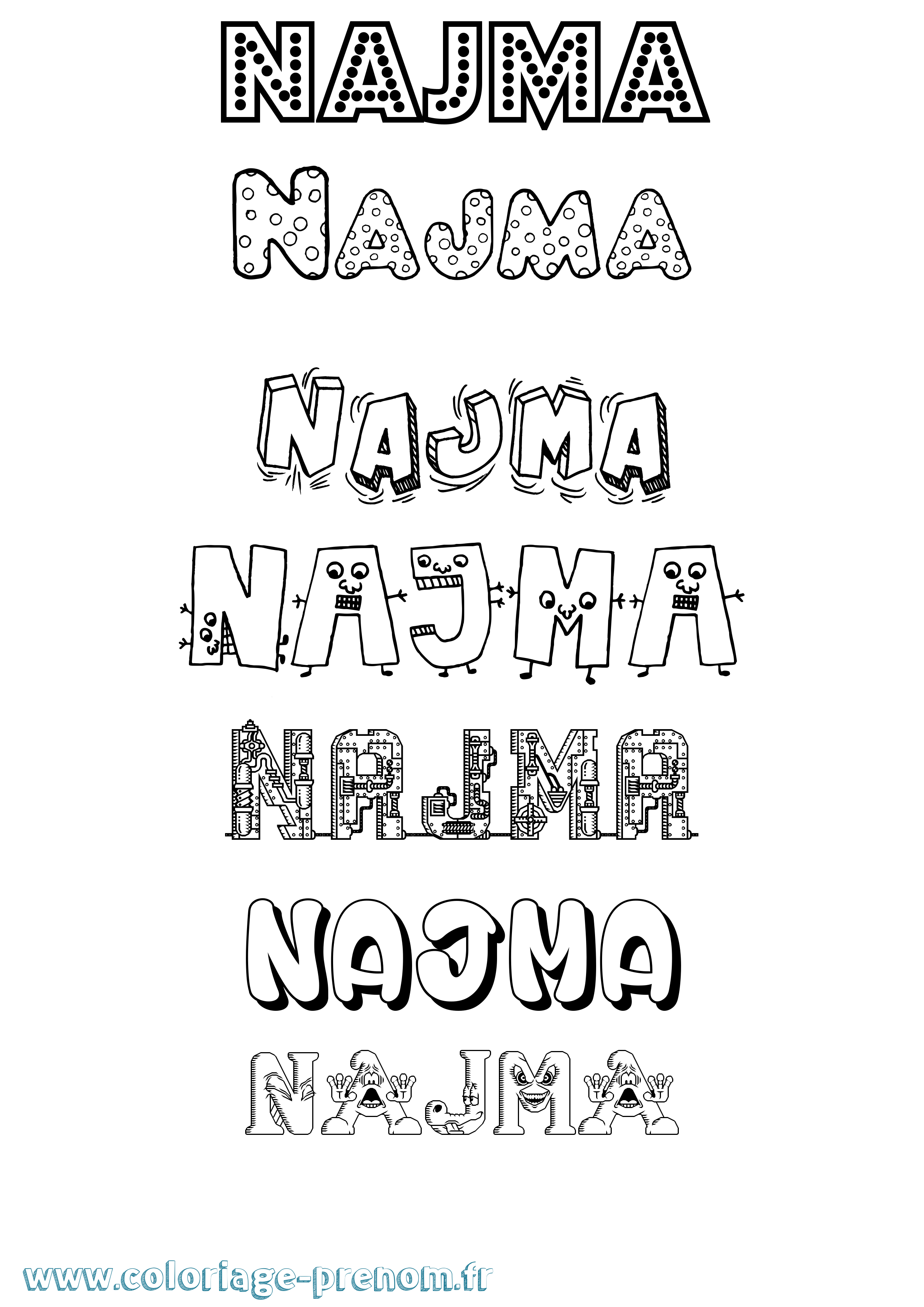 Coloriage Najma Fun Coloriage prénom Najma Fun