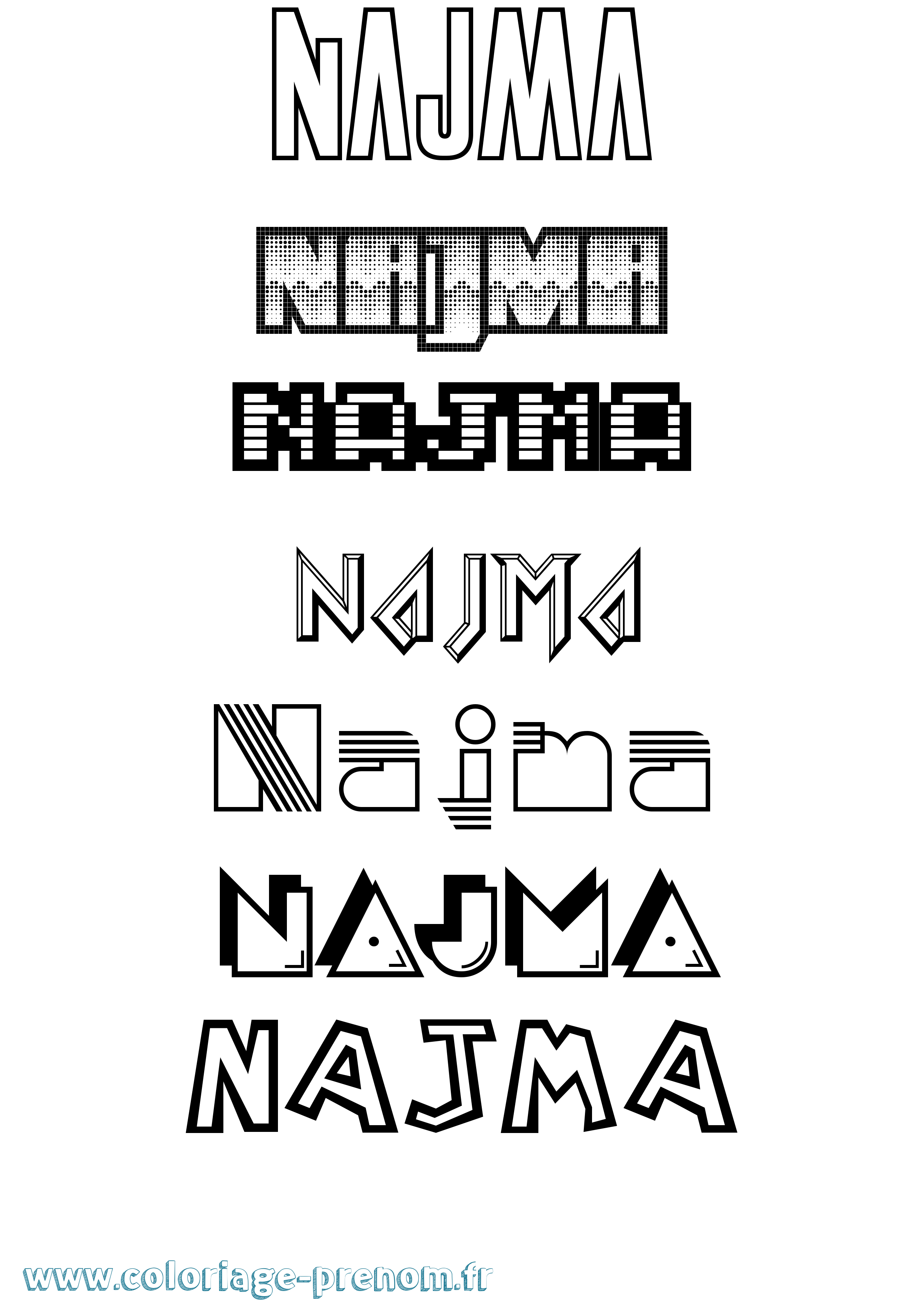 Coloriage Najma Jeux Vidéos Coloriage prénom Najma Jeux Vidéos