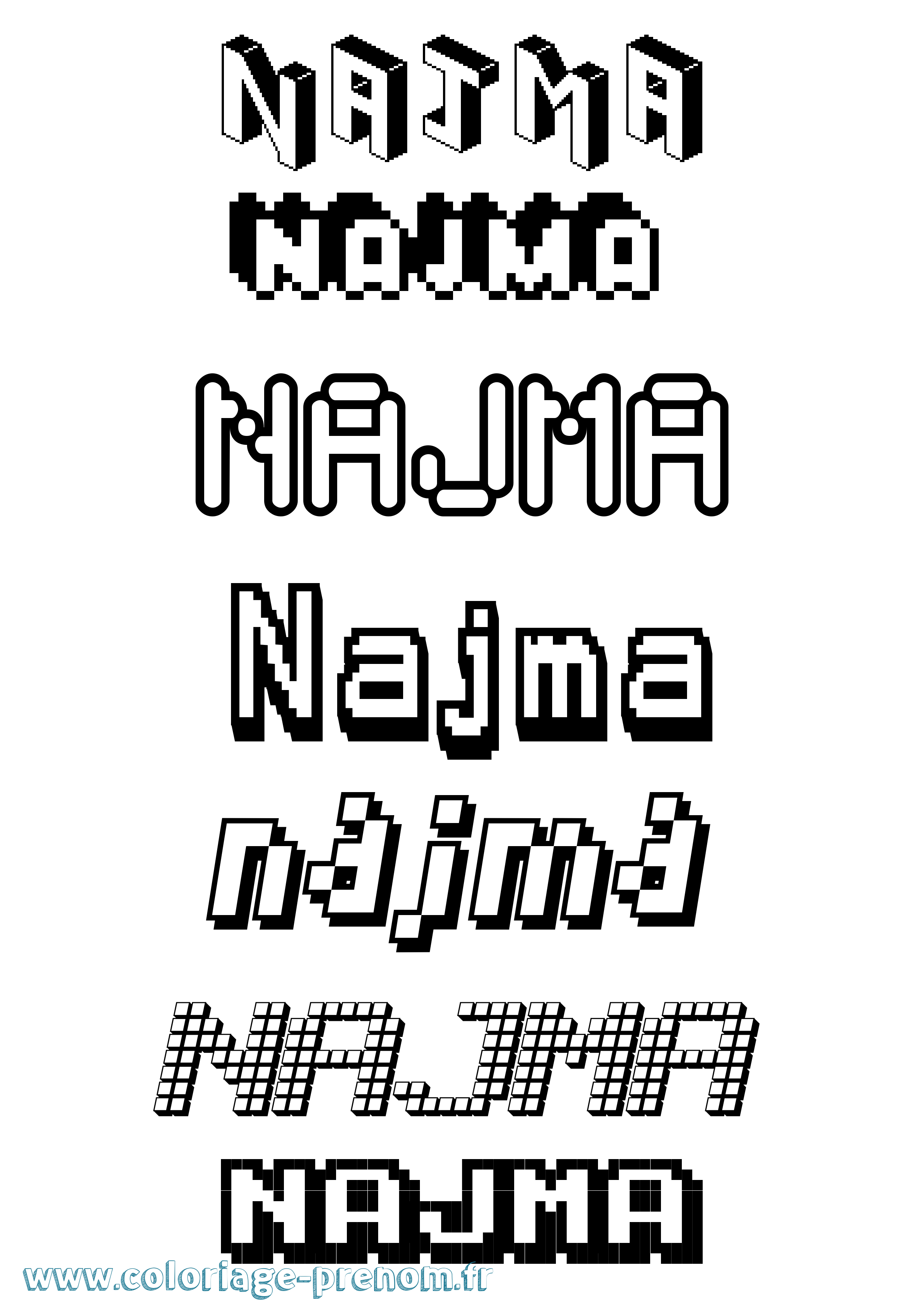 Coloriage Najma Pixel Coloriage prénom Najma Pixel