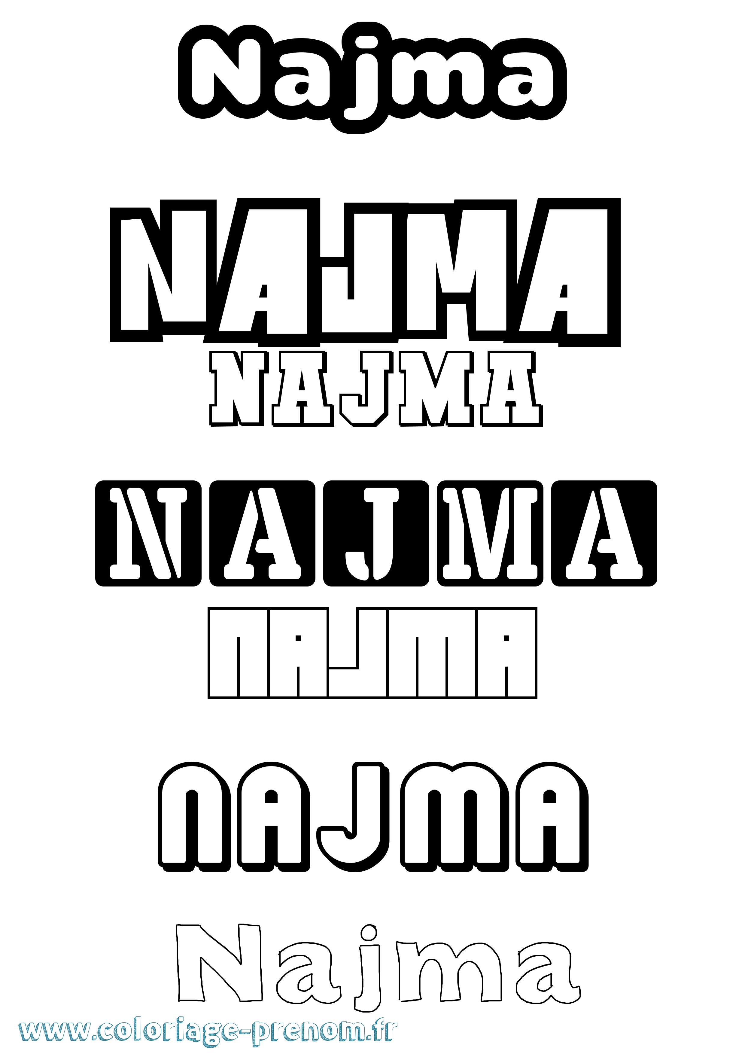 Coloriage Najma Simple Coloriage prénom Najma Simple