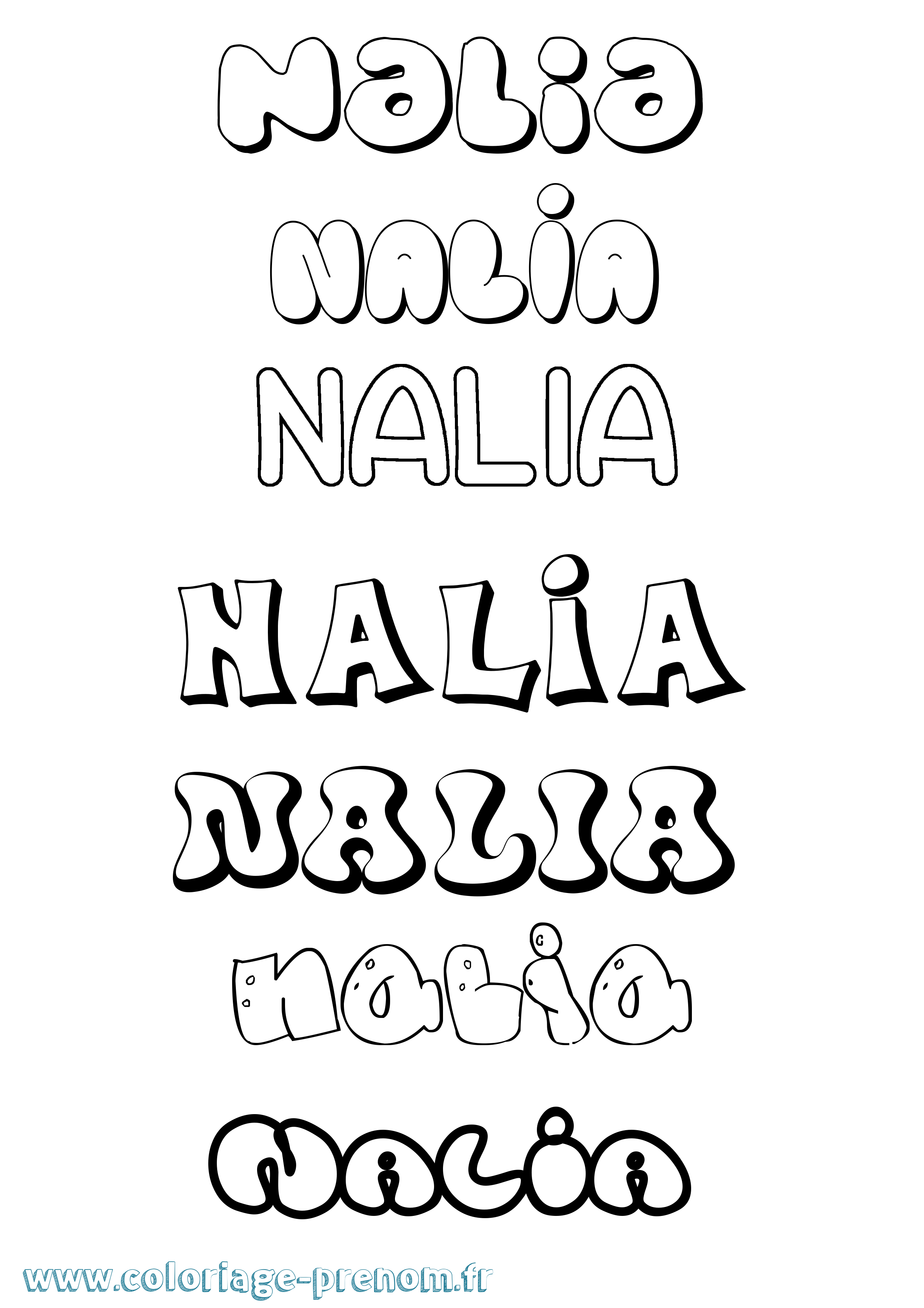 Coloriage Nalia Bubble Coloriage prénom Nalia Bubble