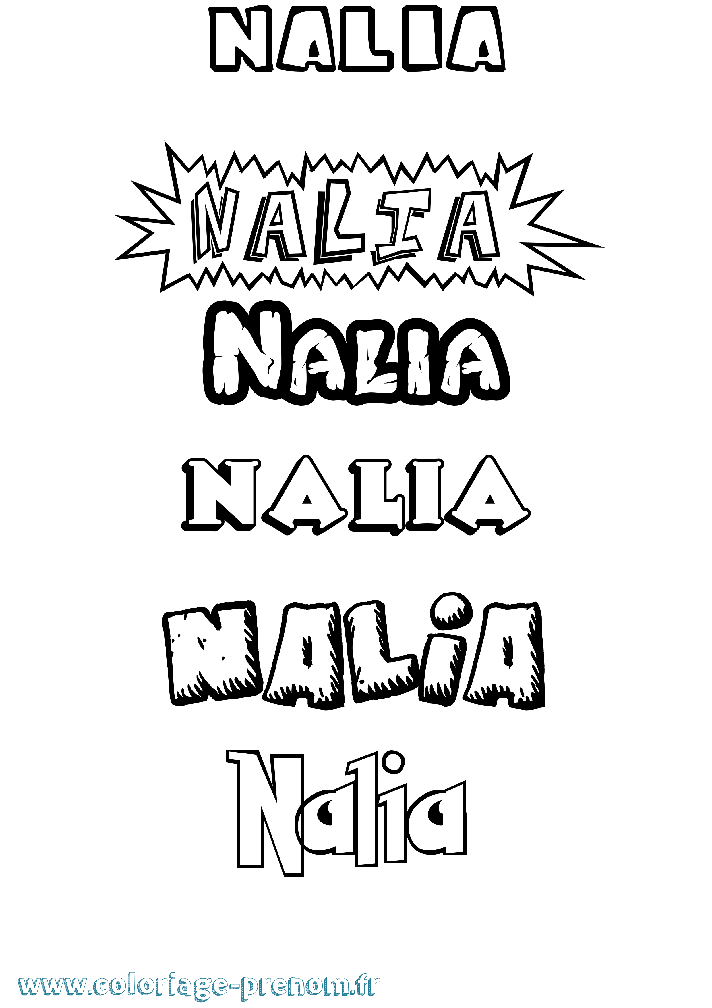 Coloriage Nalia Dessin Animé Coloriage prénom Nalia Dessin Animé