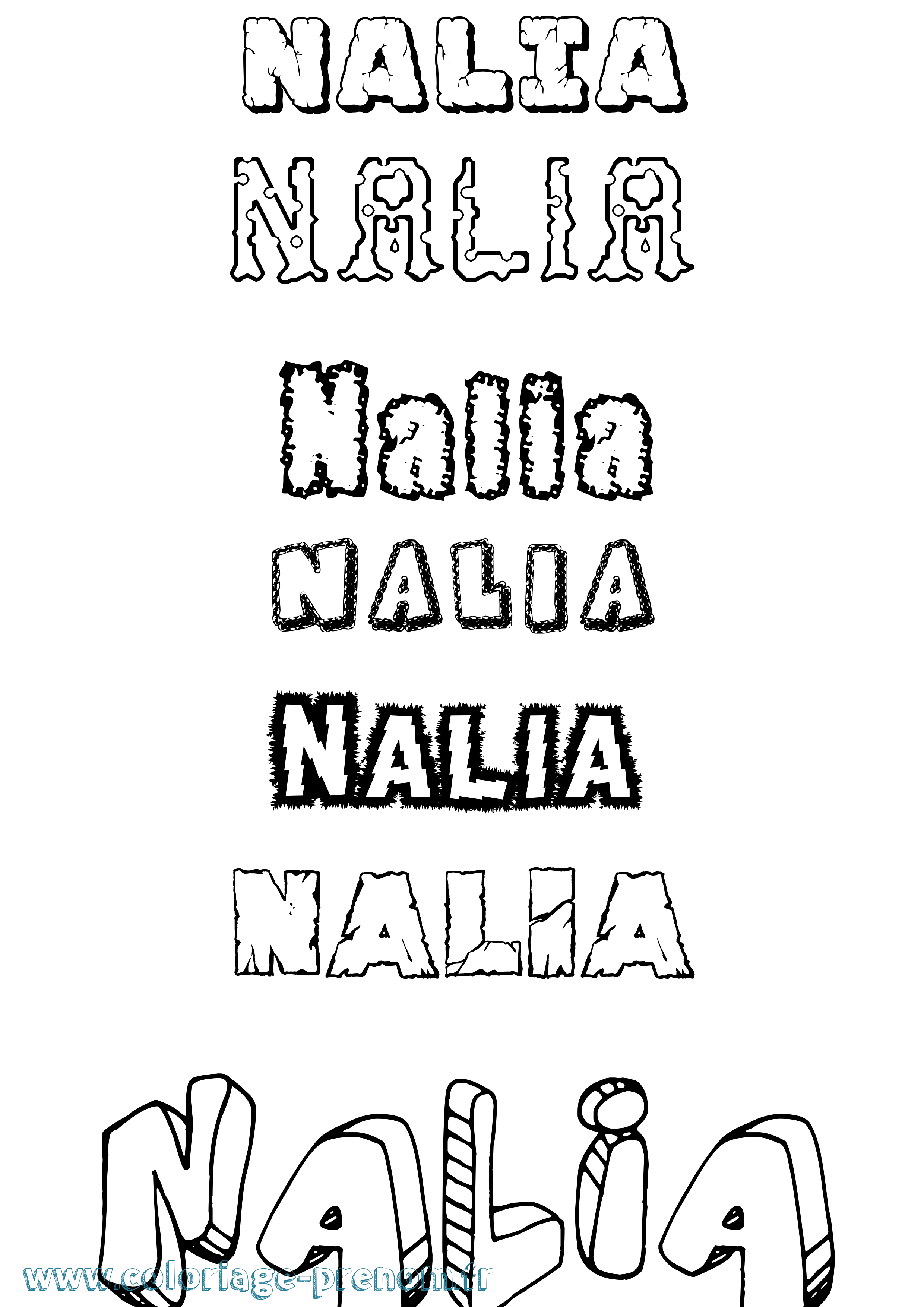 Coloriage Nalia Destructuré Coloriage prénom Nalia Destructuré