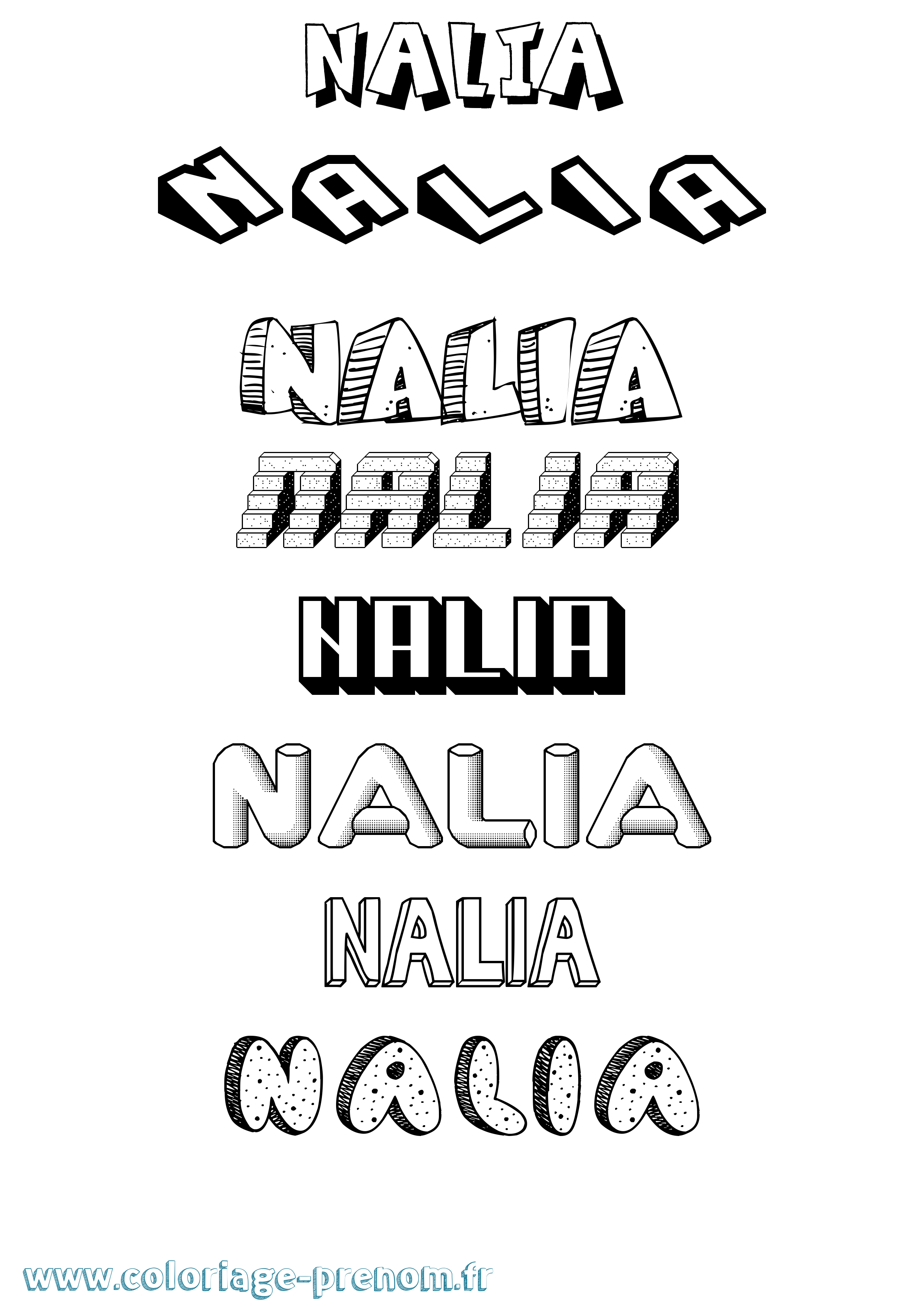 Coloriage Nalia Effet 3D Coloriage prénom Nalia Effet 3D